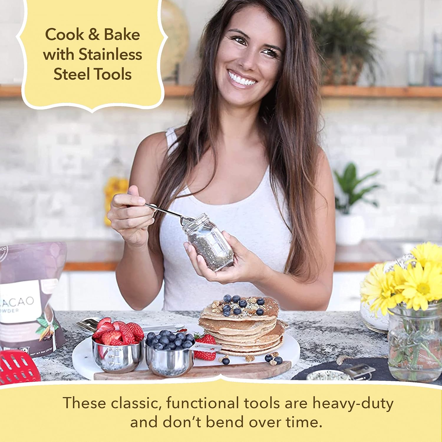 Simply Gourmet Stainless Steel Measuring Cups & Spoons -15 Piece Set.