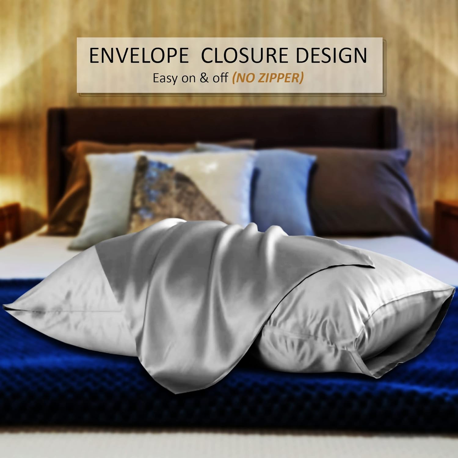 STRING KNOTS Satin Pillowcase, pack of 2 Envelope Closure 50 x 75 cm.