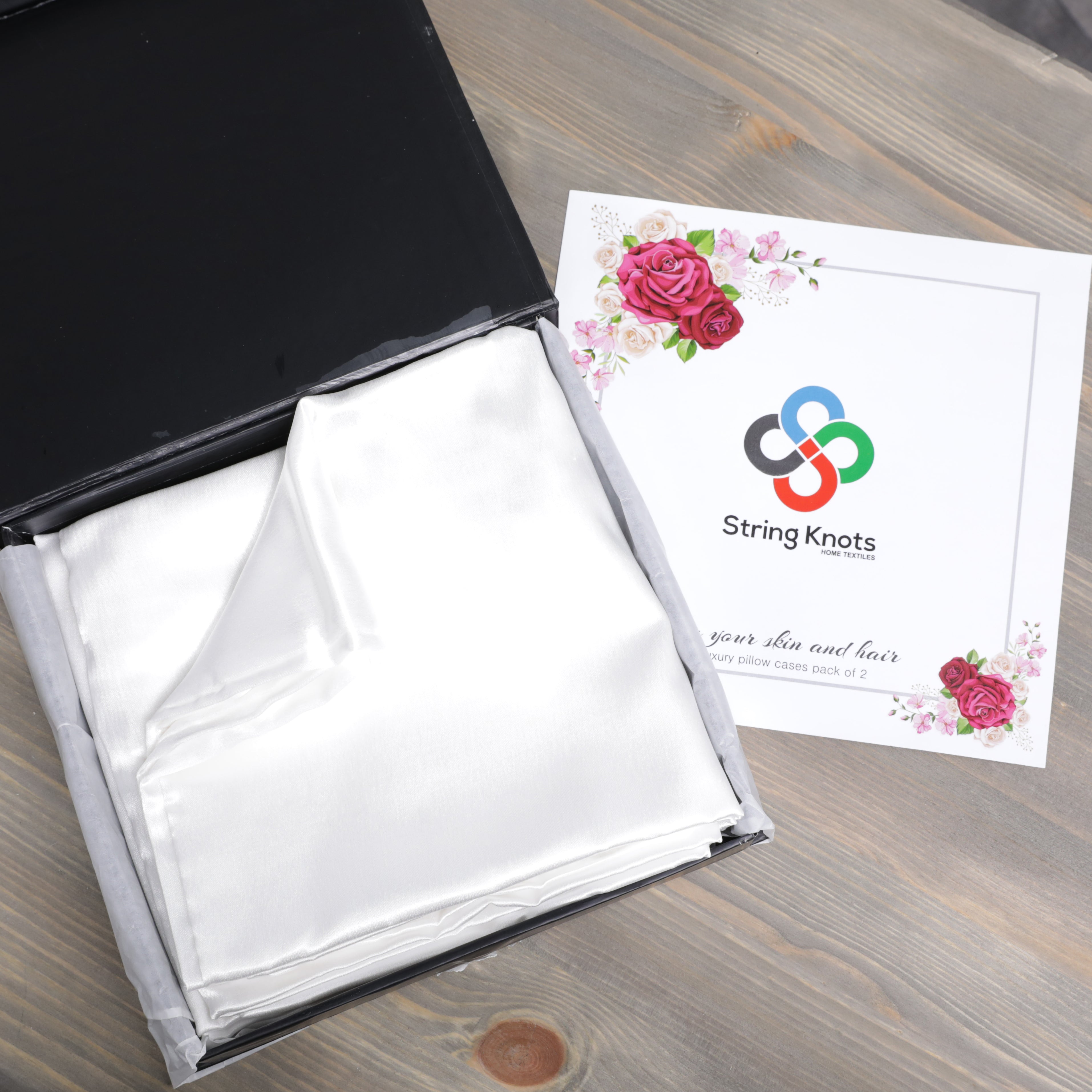 STRING KNOTS Satin Pillowcase, pack of 2 Envelope Closure 50 x 75 cm.