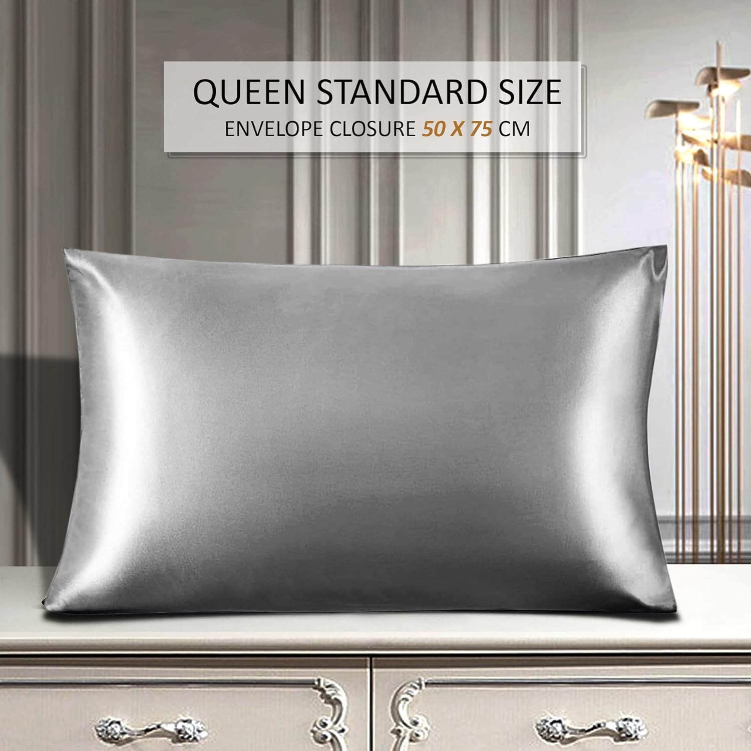 STRING KNOTS Satin Pillowcase, pack of 2 Envelope Closure 50 x 75 cm.