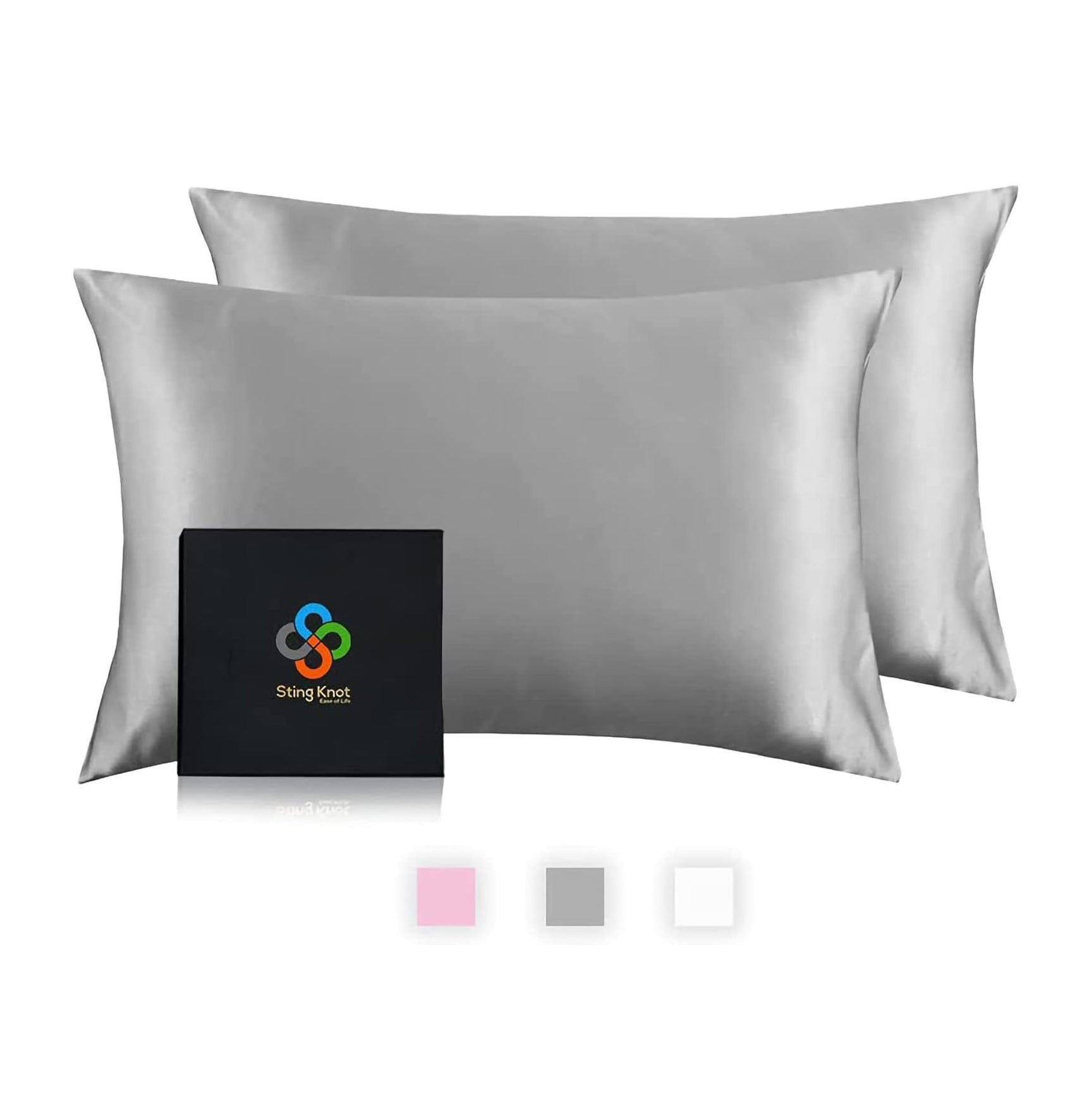 STRING KNOTS Satin Pillowcase, pack of 2 Envelope Closure 50 x 75 cm.