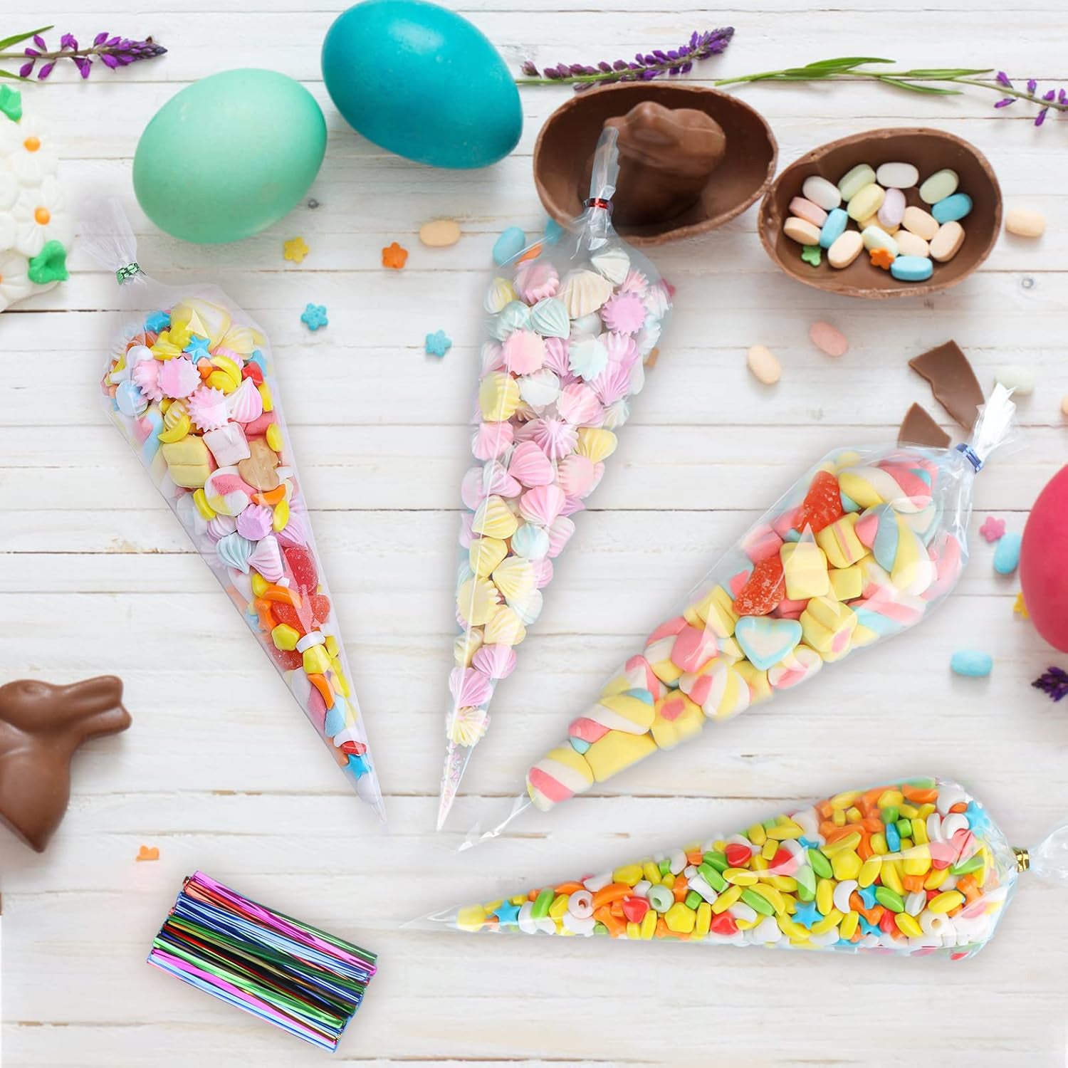 Clear Cone Sweet Bags - 100pcs