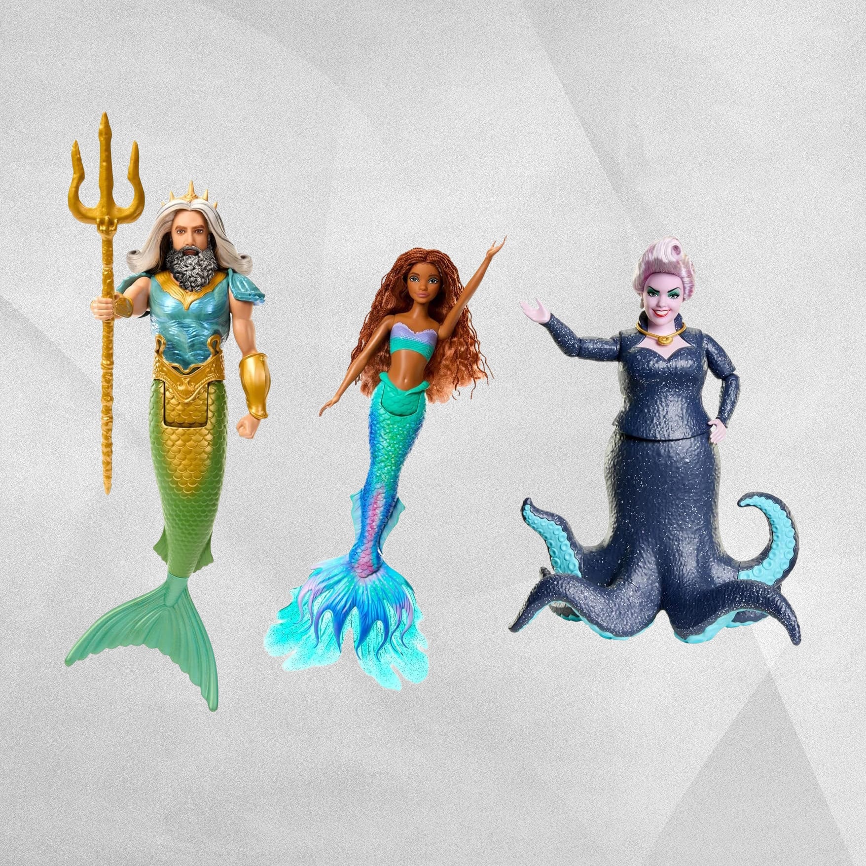 The Little Mermaid Ariel King Triton & Ursula Dolls Set of 3 Mattel Disney