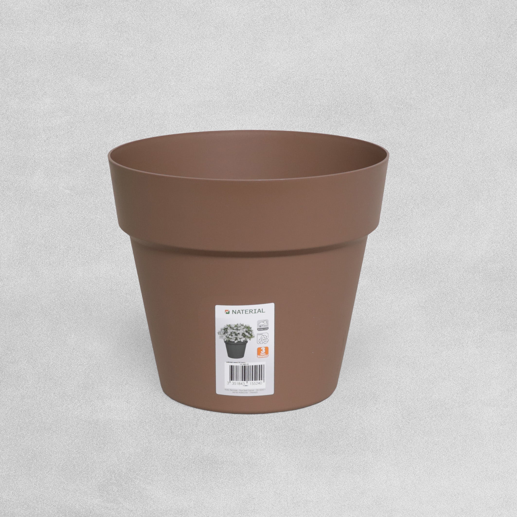 Naterial polypropylene pot, 24.5 cm diameter x 21.5 cm high-Taupe
