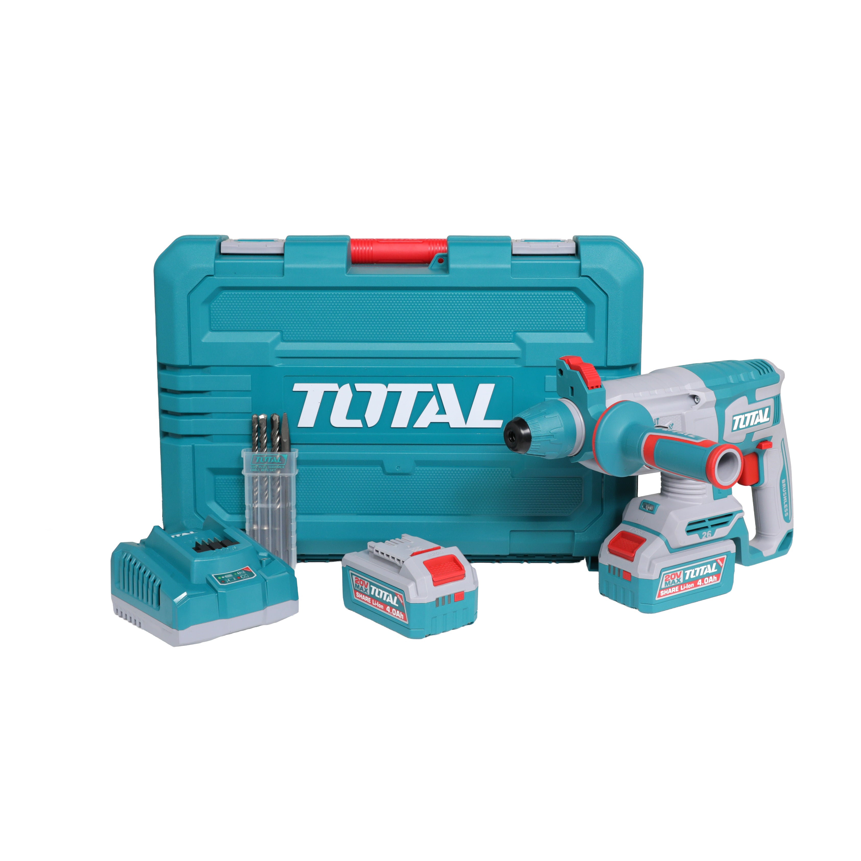 Total Li-Ion 20V Rotary Hammer (with 2 Batteries & Charger) - TRHLI262085E