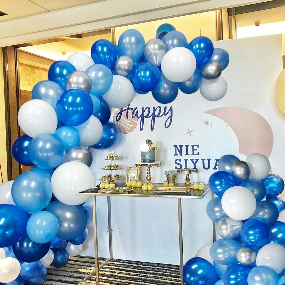 Balloon Arch Kit with pump - Blue and White