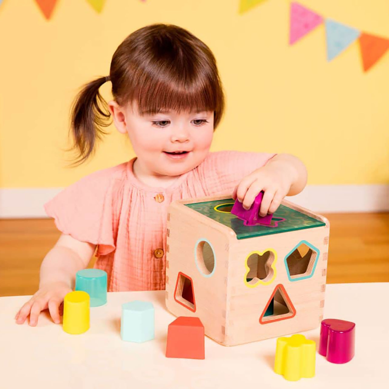 Wonder Cube– Developmental Toy– Wooden Shape Sorter Cube