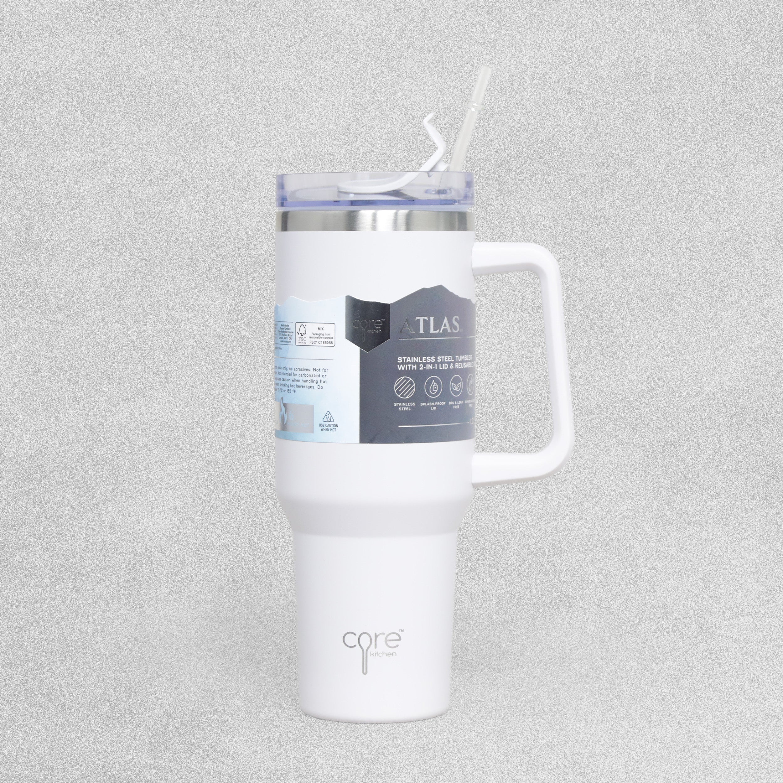 Core Kitchen Atlas 1.2L Stainless Steel Tumbler Cup with 2 in 1 Lid and Reusable Straw