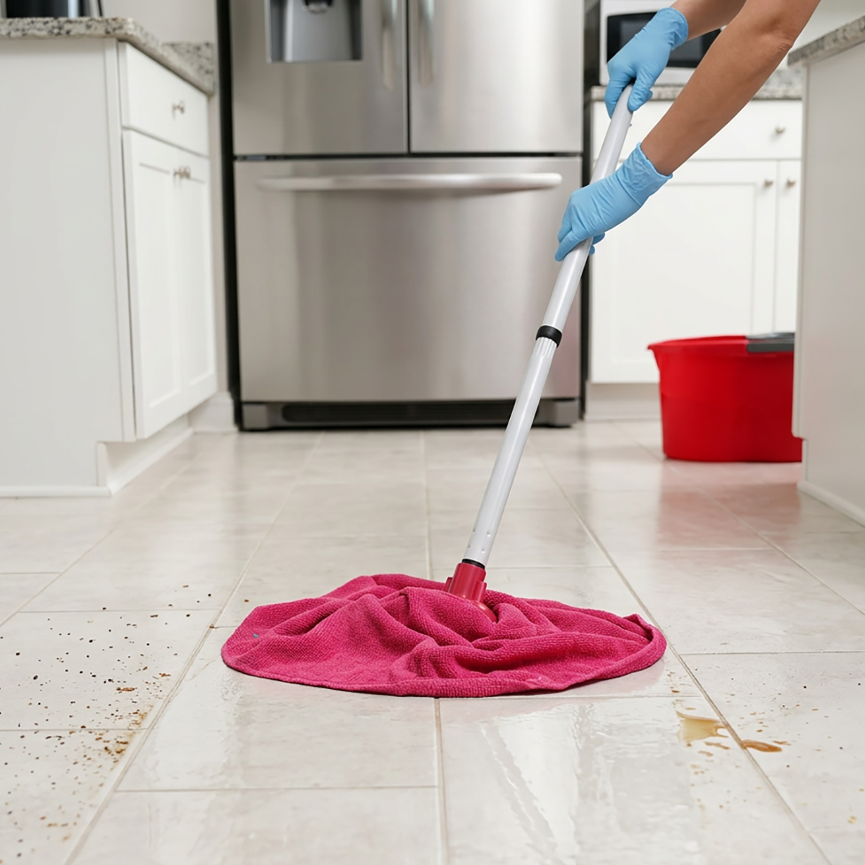 Quick Clean - Microfibre Mop with 5 Piece Handle- Assorted Colours
