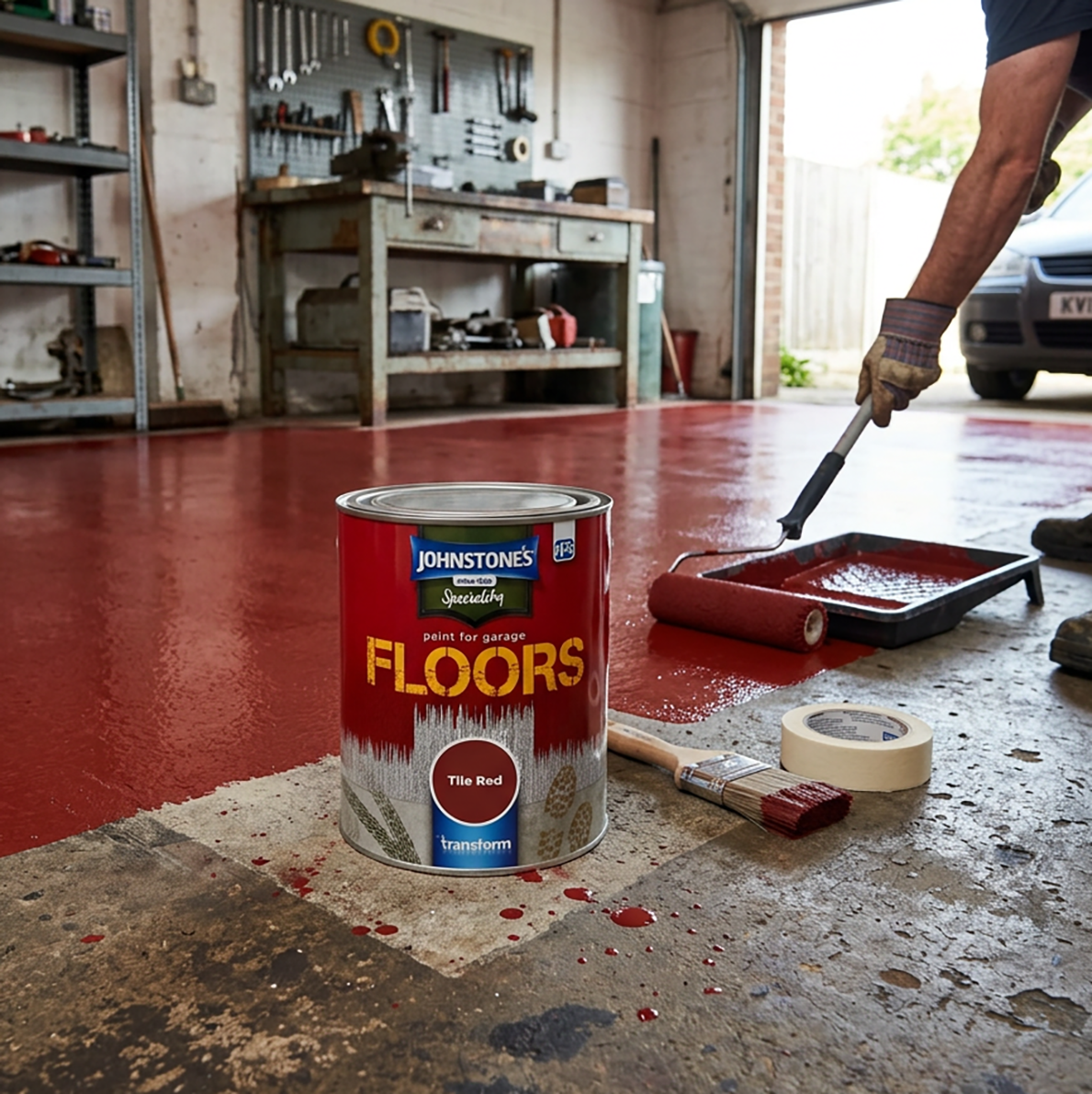 PPG Johnstone's Speciality Paint for Garage Floors Tile Red Paint - 750ml