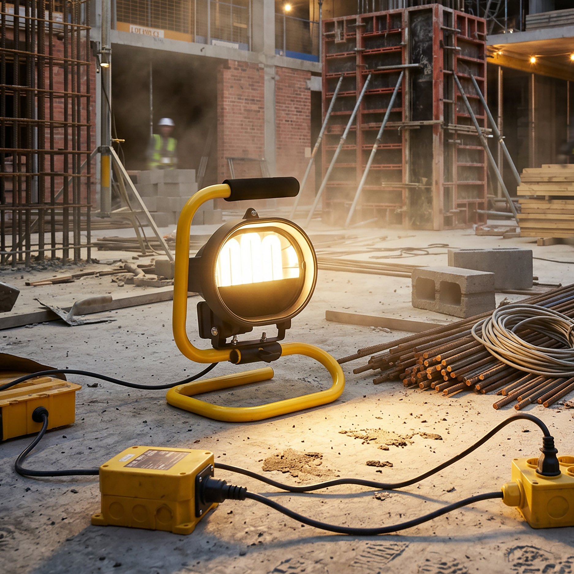 Defender Compact High Output Fluorescent Floor Worklight - 110V