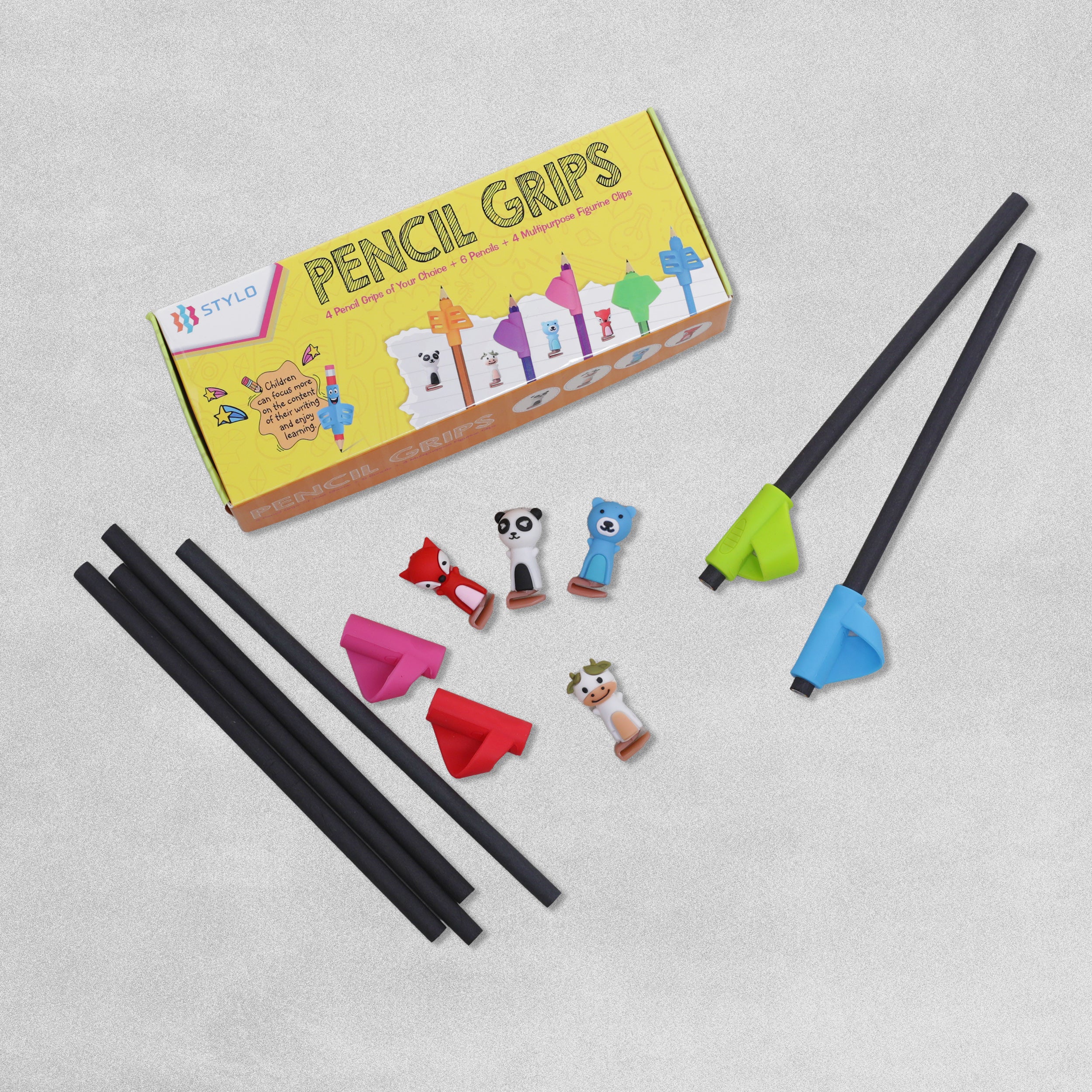 Stylo Pencil Grips and Pencil Set - 14pcs