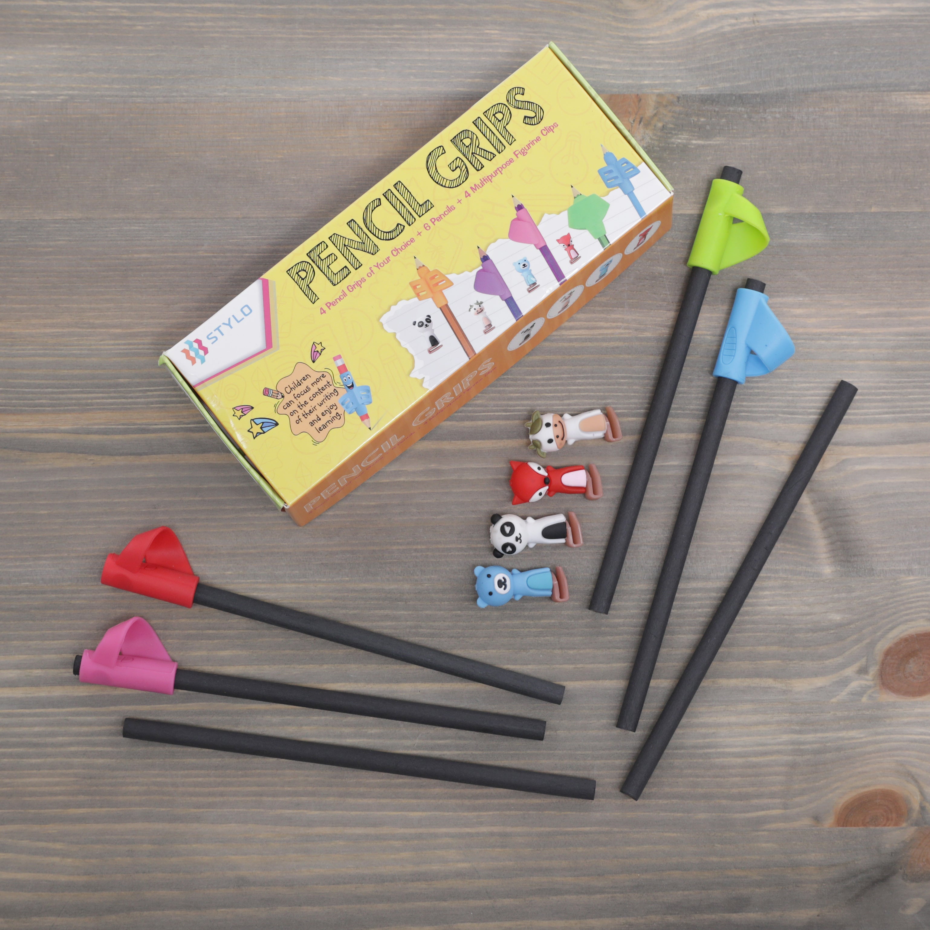 Stylo Pencil Grips and Pencil Set - 14pcs
