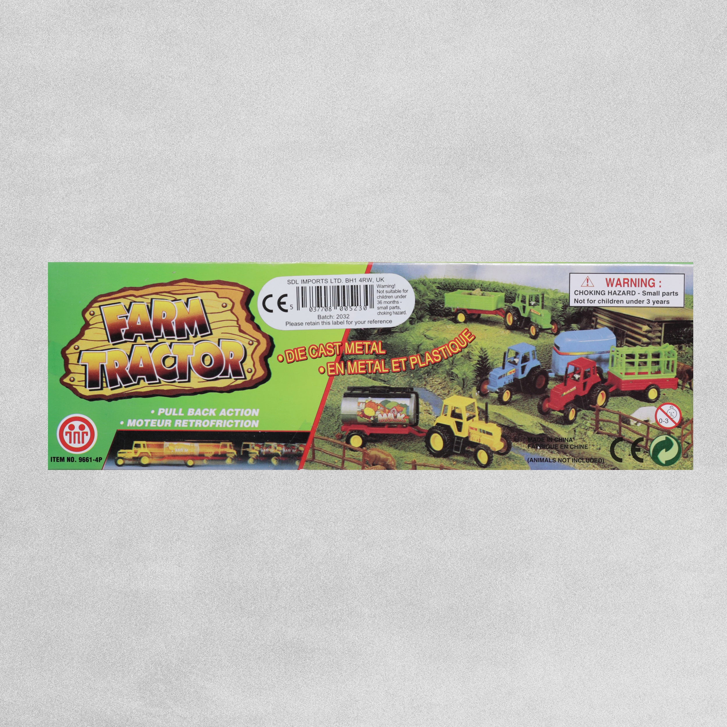 Die Cast Tractors with Trailer 23cm **Assorted Colours & Designs**