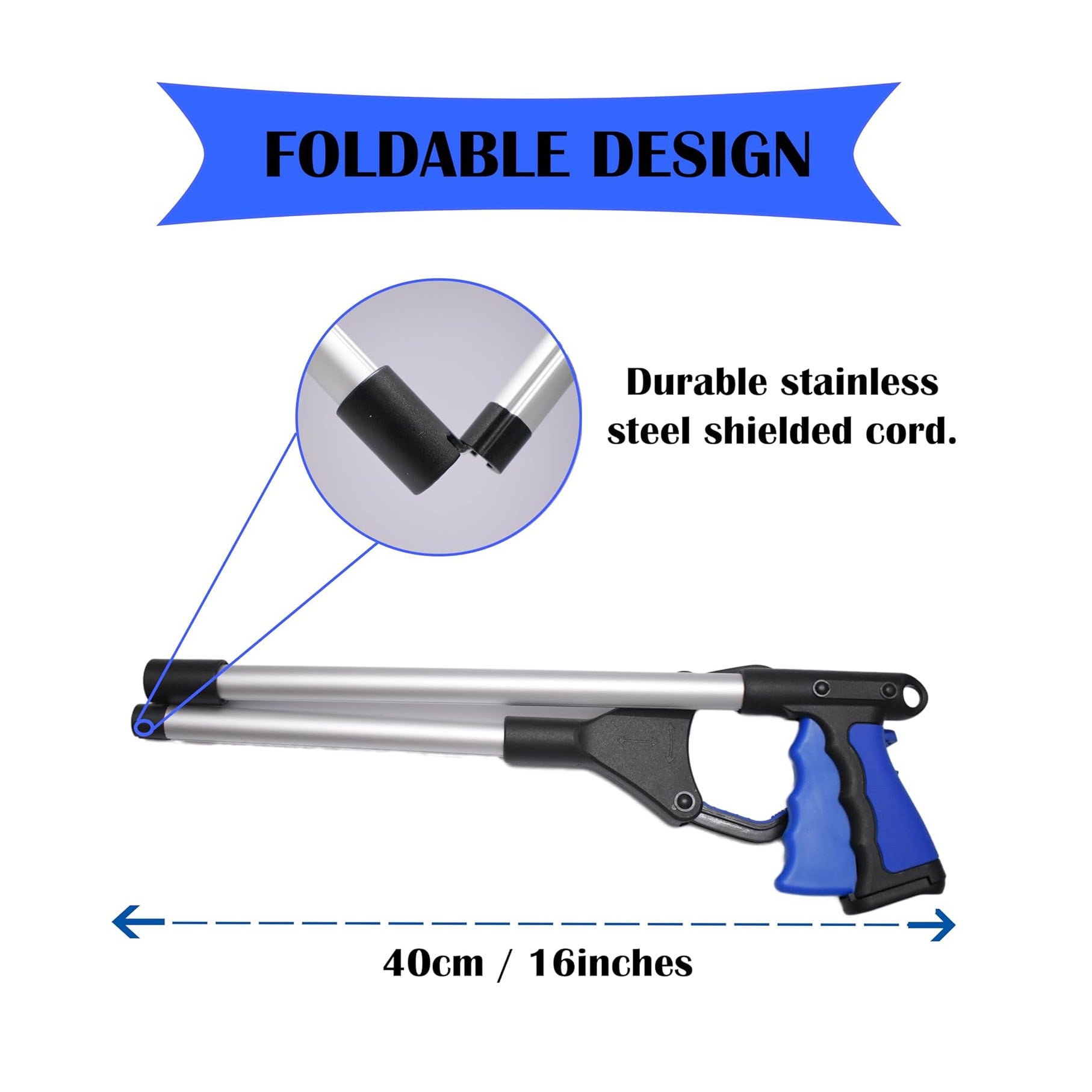 Heavy Duty Folding Grabber, Litter Picker variable claw and embedded magnet