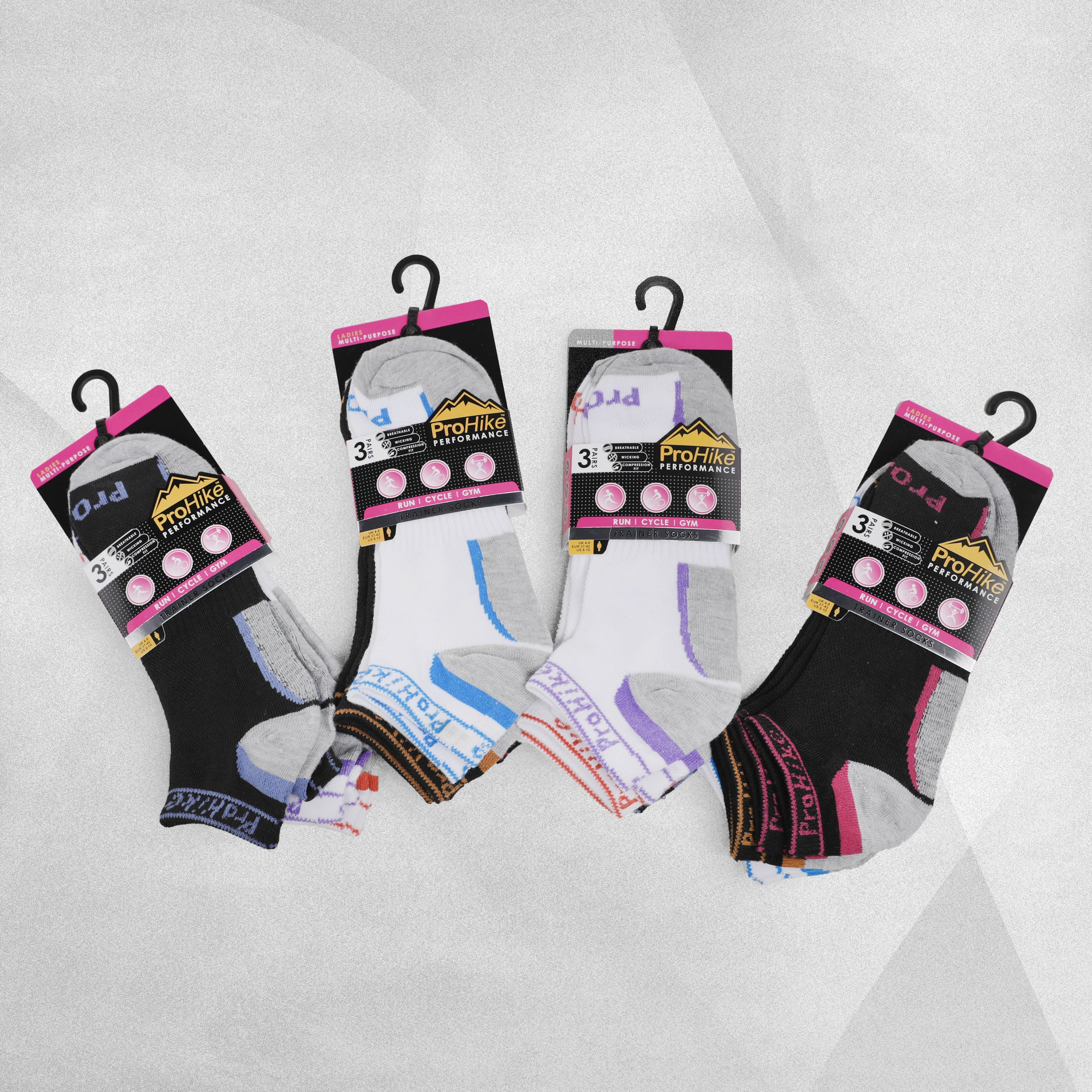 ProHike Performance Trainer Socks - 3 Pack Ladies