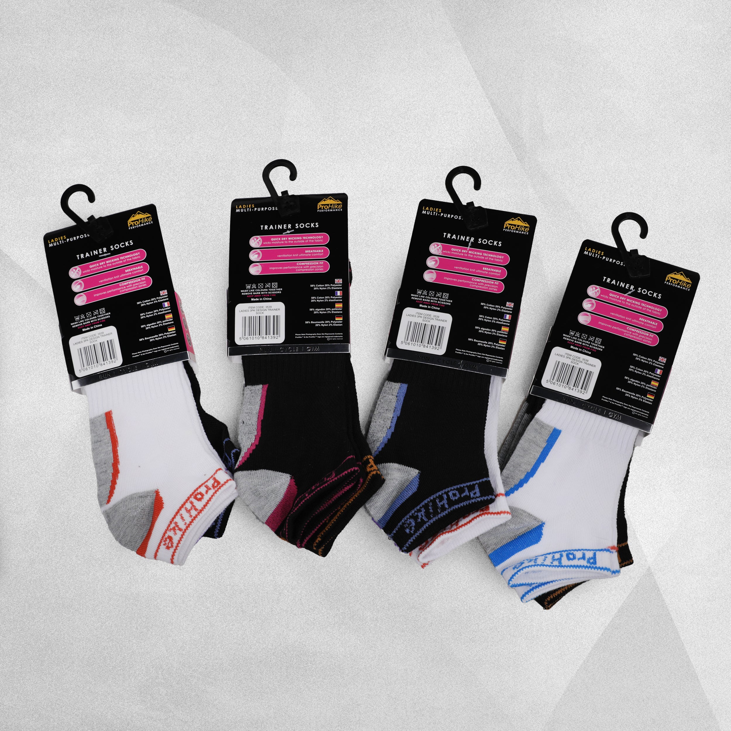 ProHike Performance Trainer Socks - 3 Pack Ladies