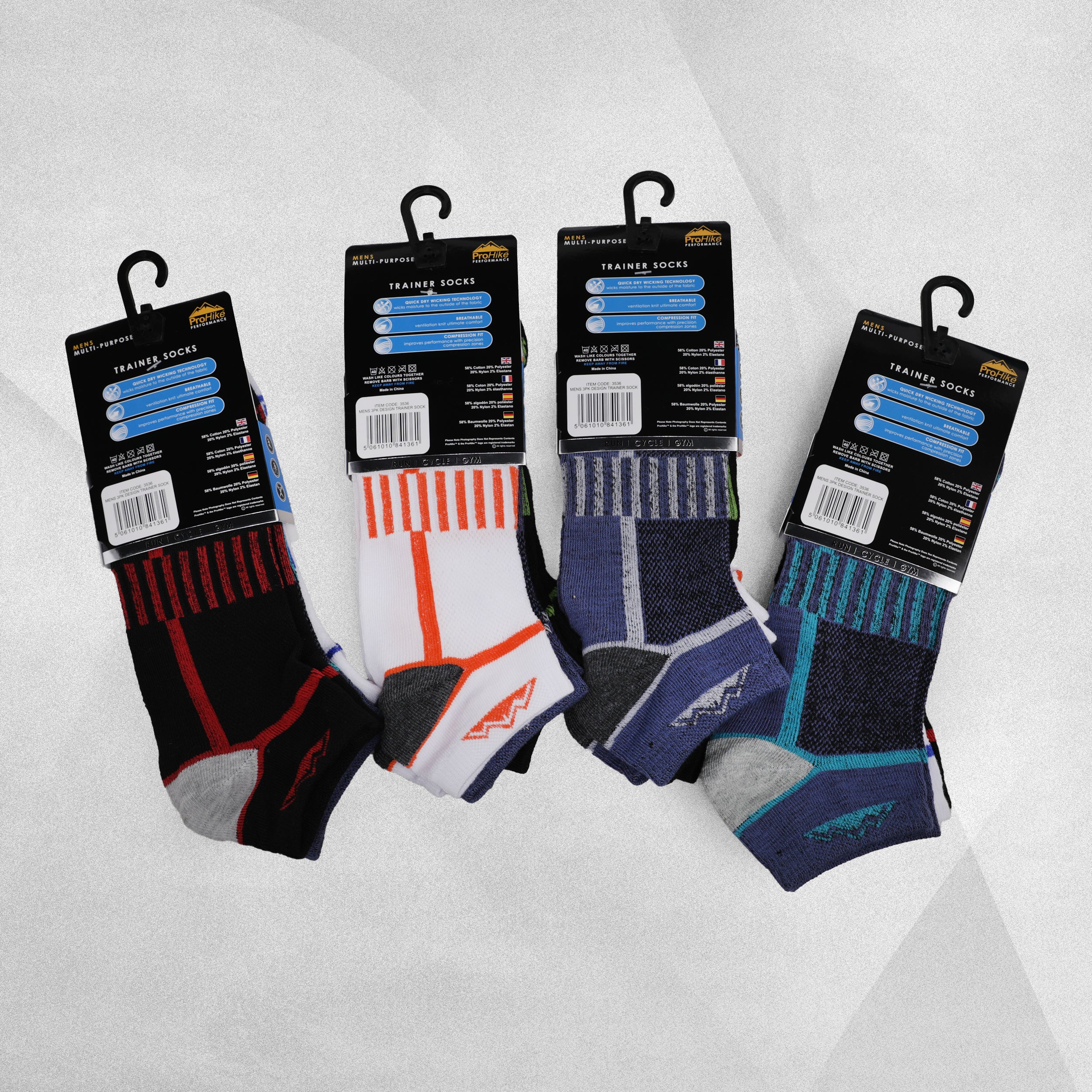 ProHike Performance Trainer Socks - 3 Pack Mens