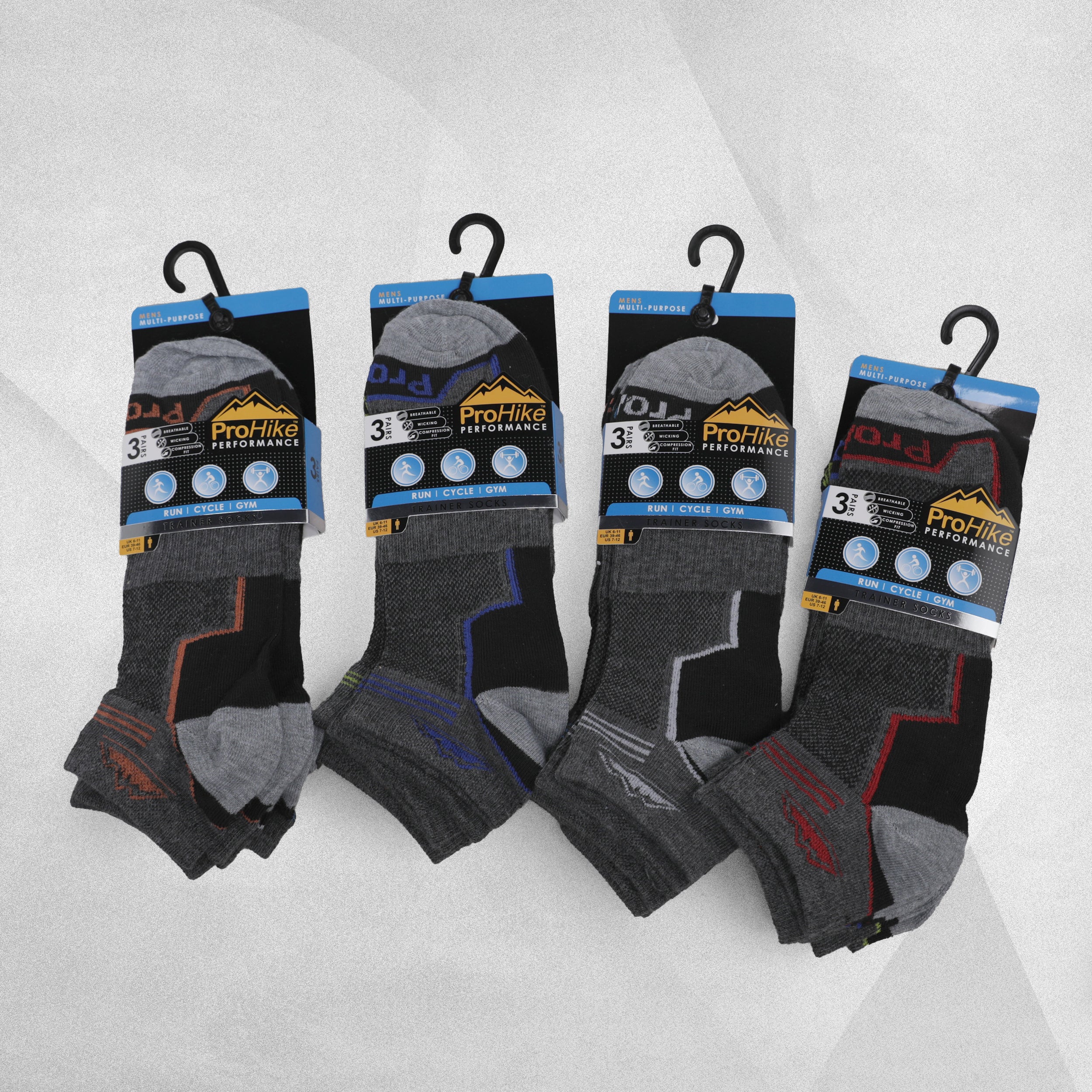 ProHike Performance Trainer Socks - 3 Pack Mens