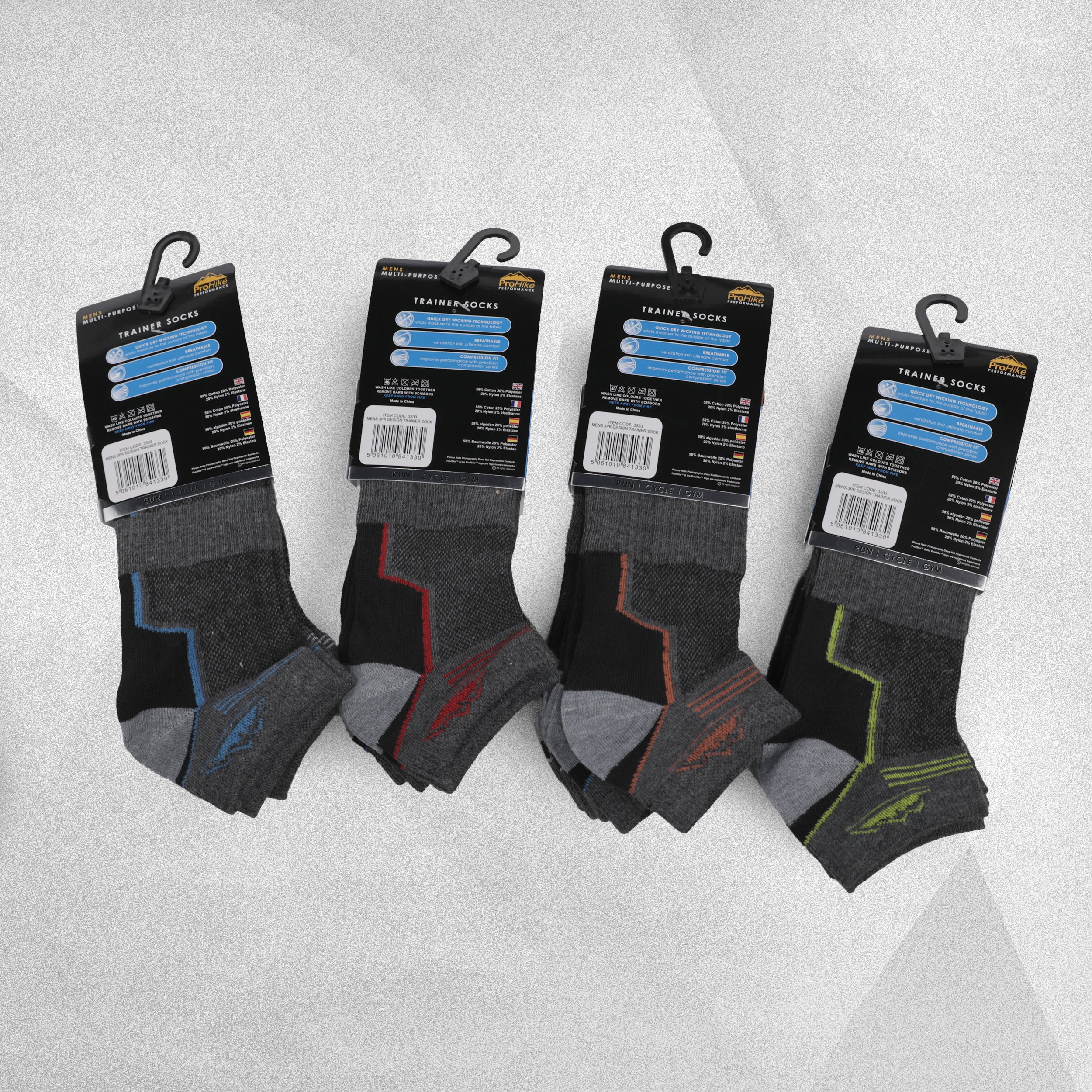 ProHike Performance Trainer Socks - 3 Pack Mens