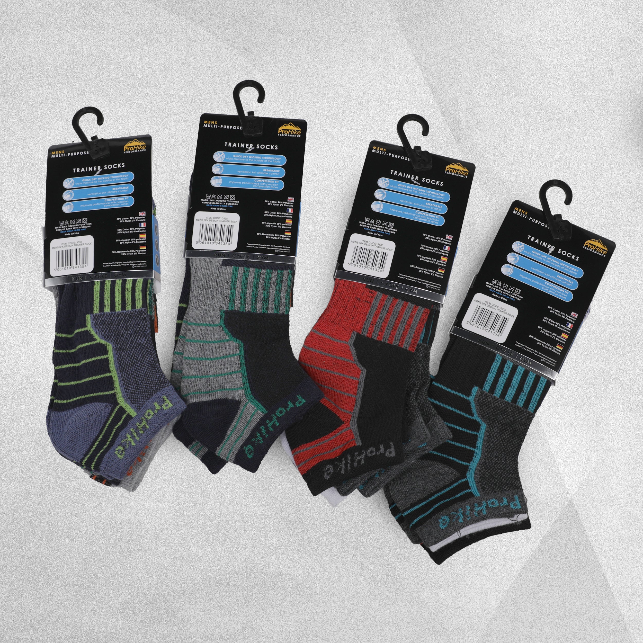 ProHike Performance Trainer Socks - 3 Pack Mens