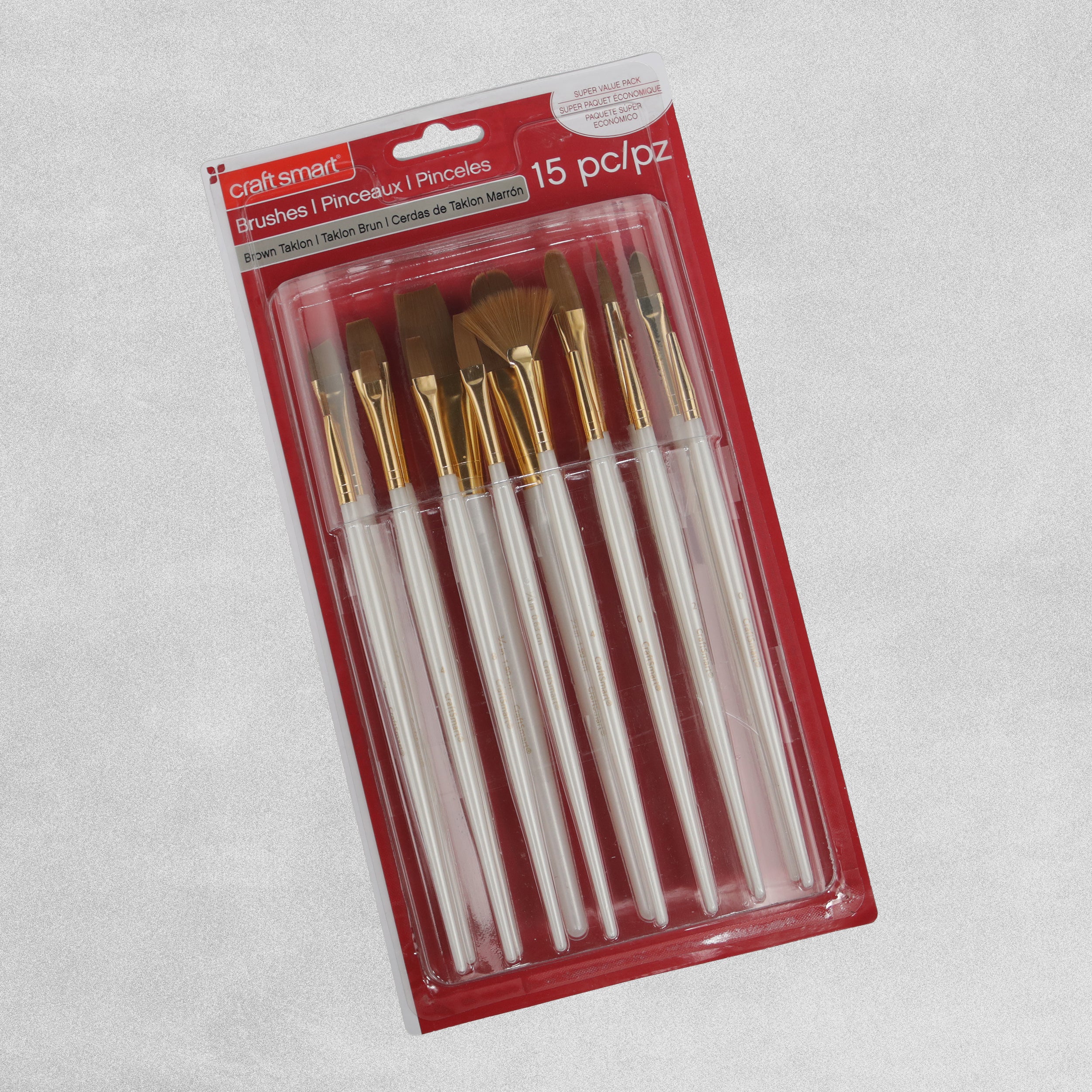 Brown / Black Taklon Brushes 15 piece Craft Smart