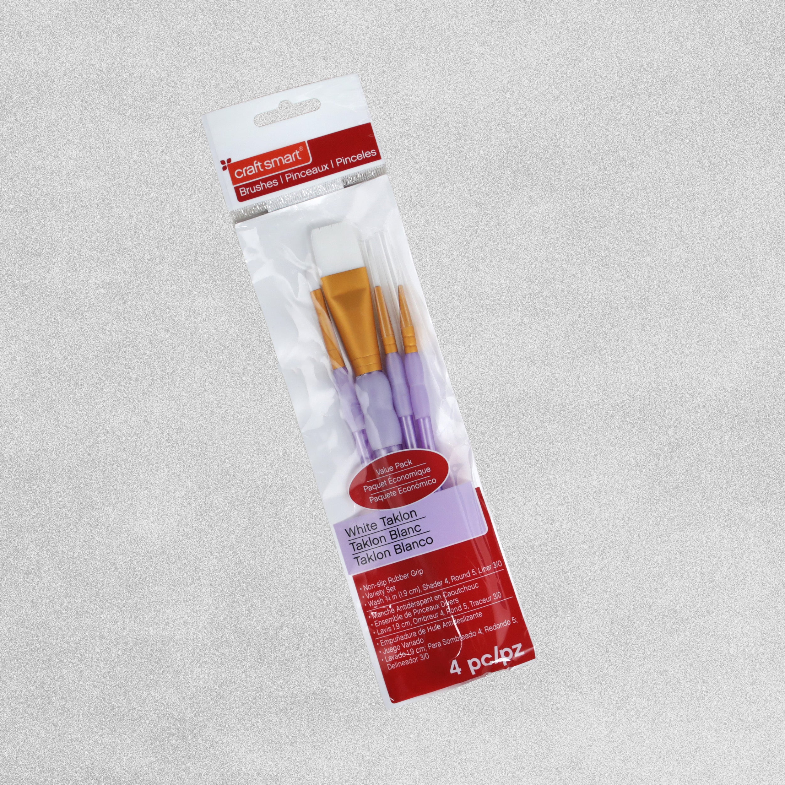 Craft Smart White Talkon Wash Brushes 4pc Round & Variety Set