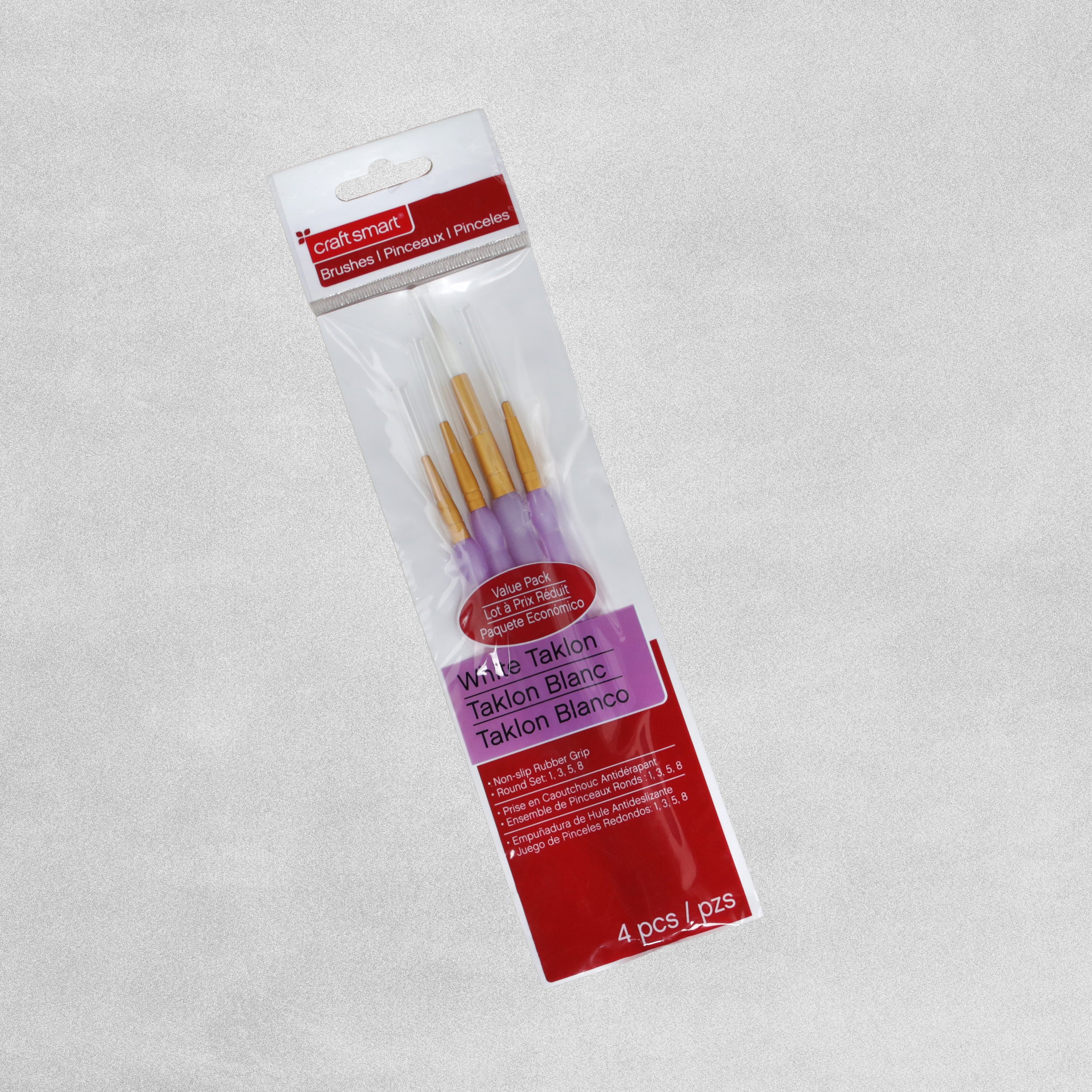 Craft Smart White Talkon Wash Brushes 4pc Round & Variety Set