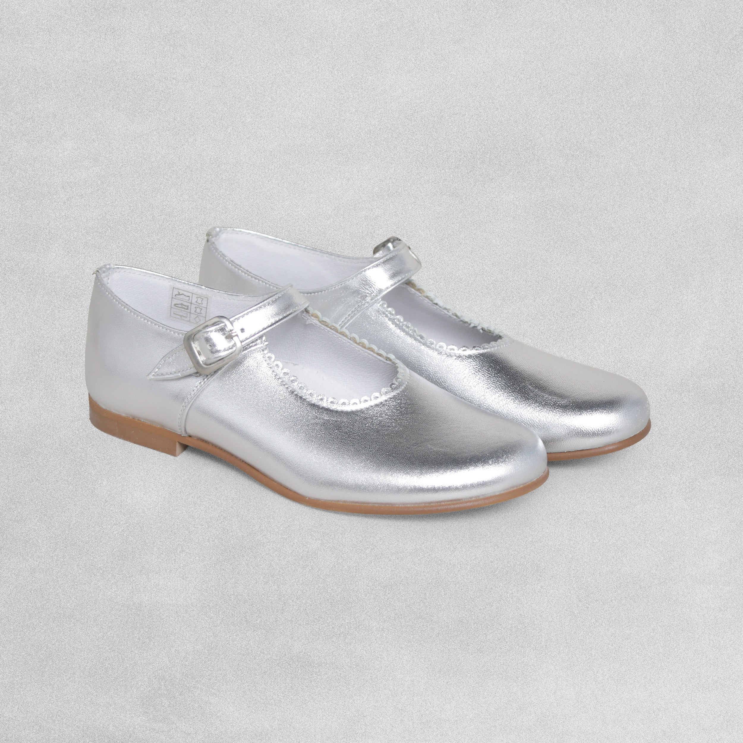 Shoeting Stars Silver Leather Shoes with Buckle Strap
