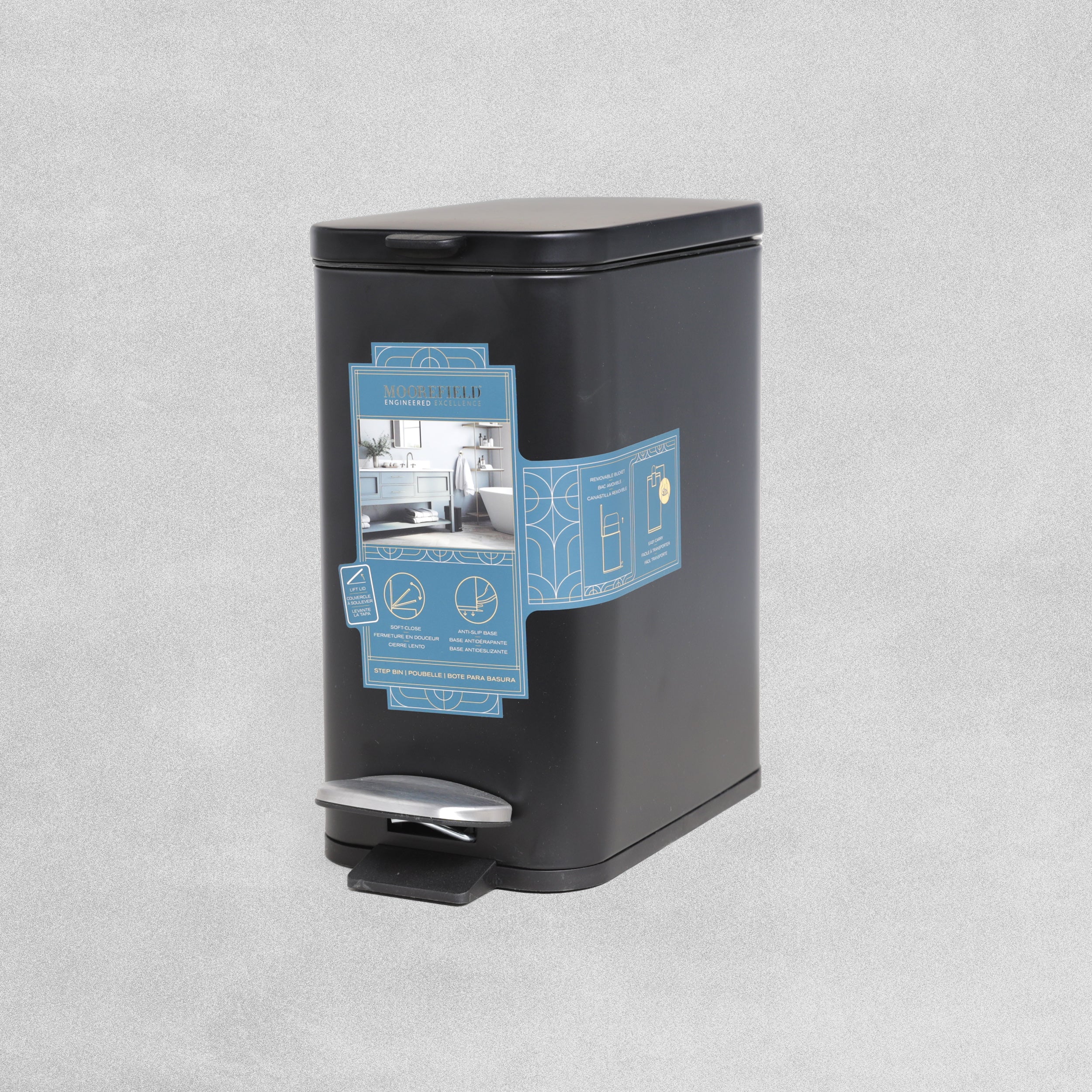 MooreField Soft Close Step Bin - rectangle