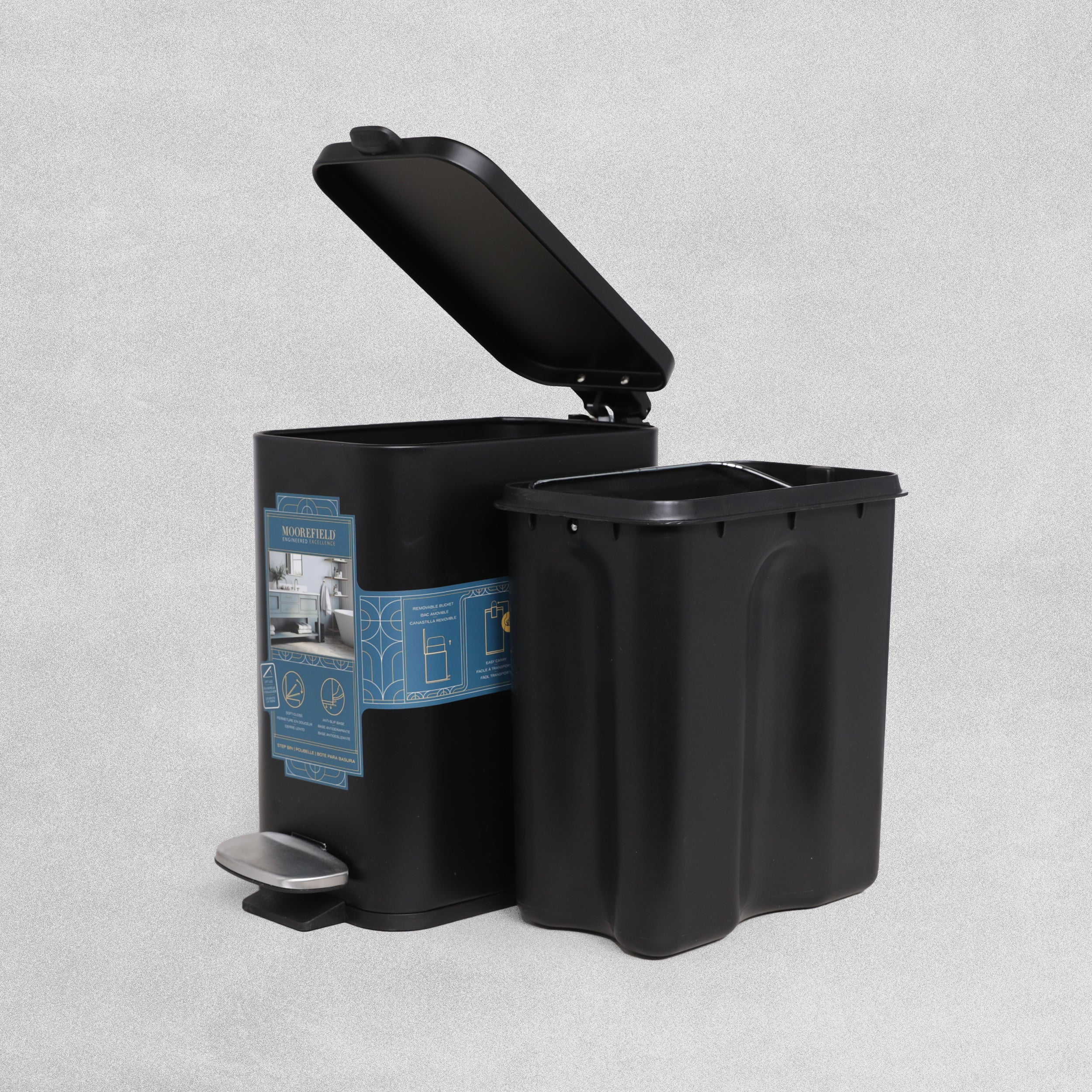 MooreField Soft Close Step Bin - rectangle