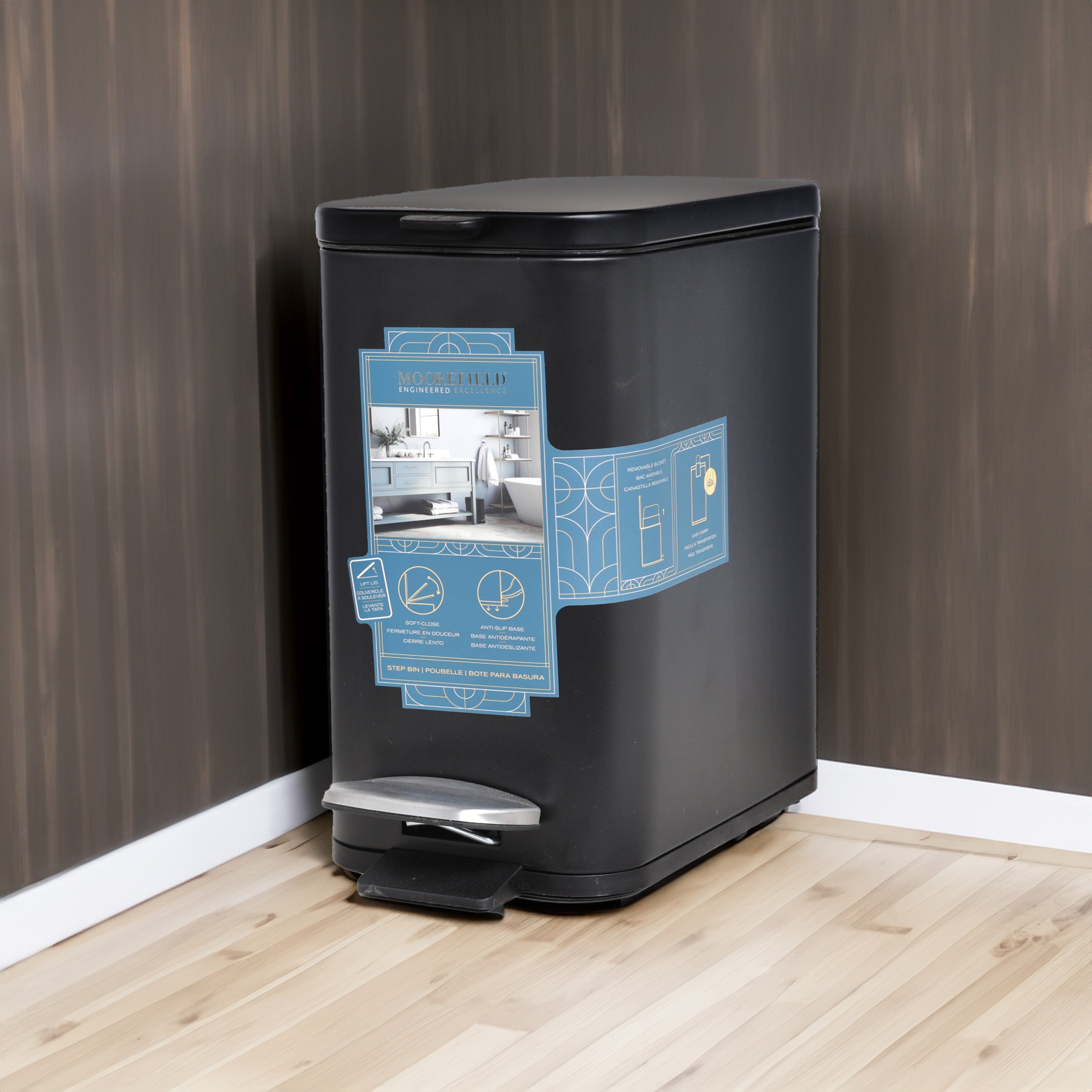 MooreField Soft Close Step Bin - rectangle