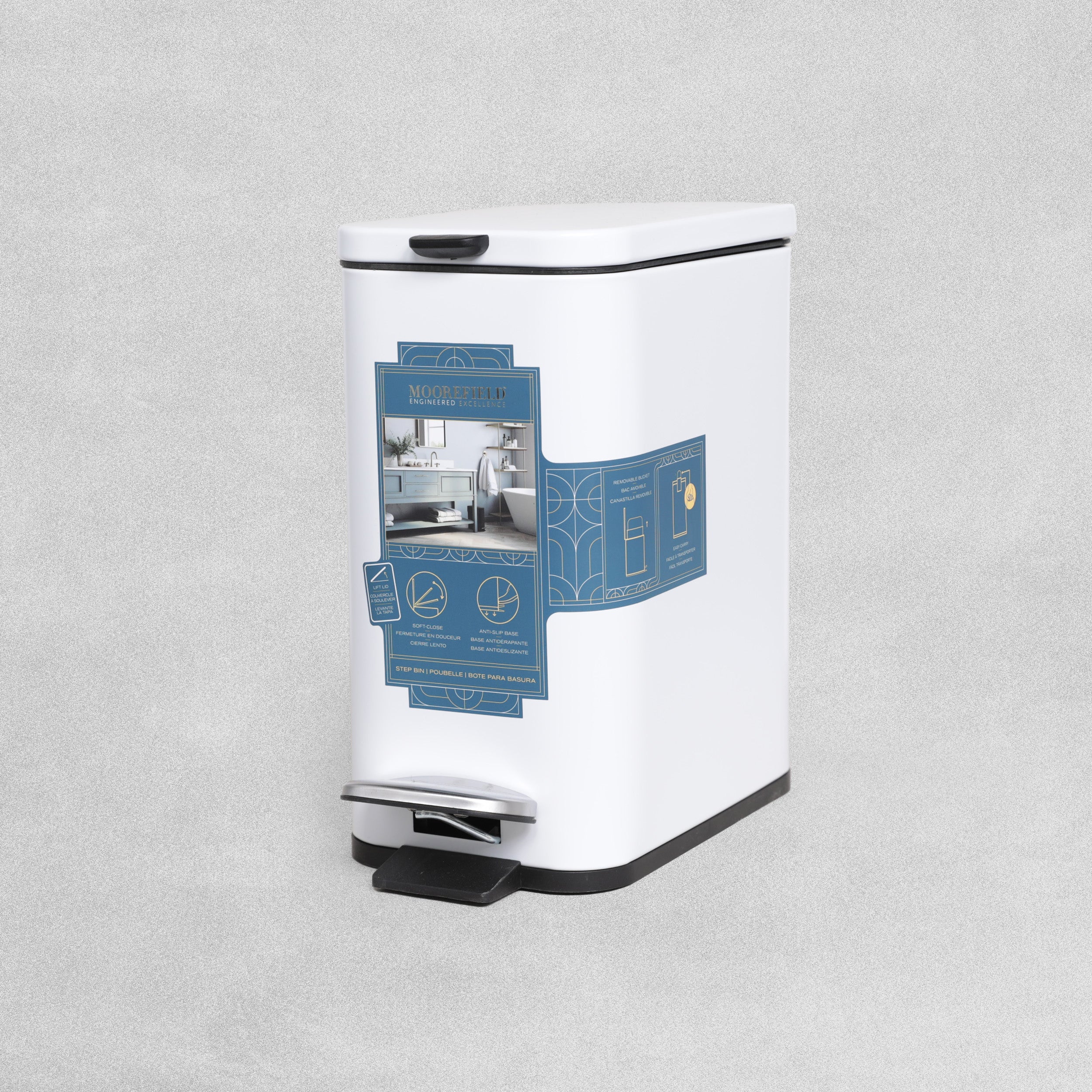 MooreField Soft Close Step Bin - rectangle