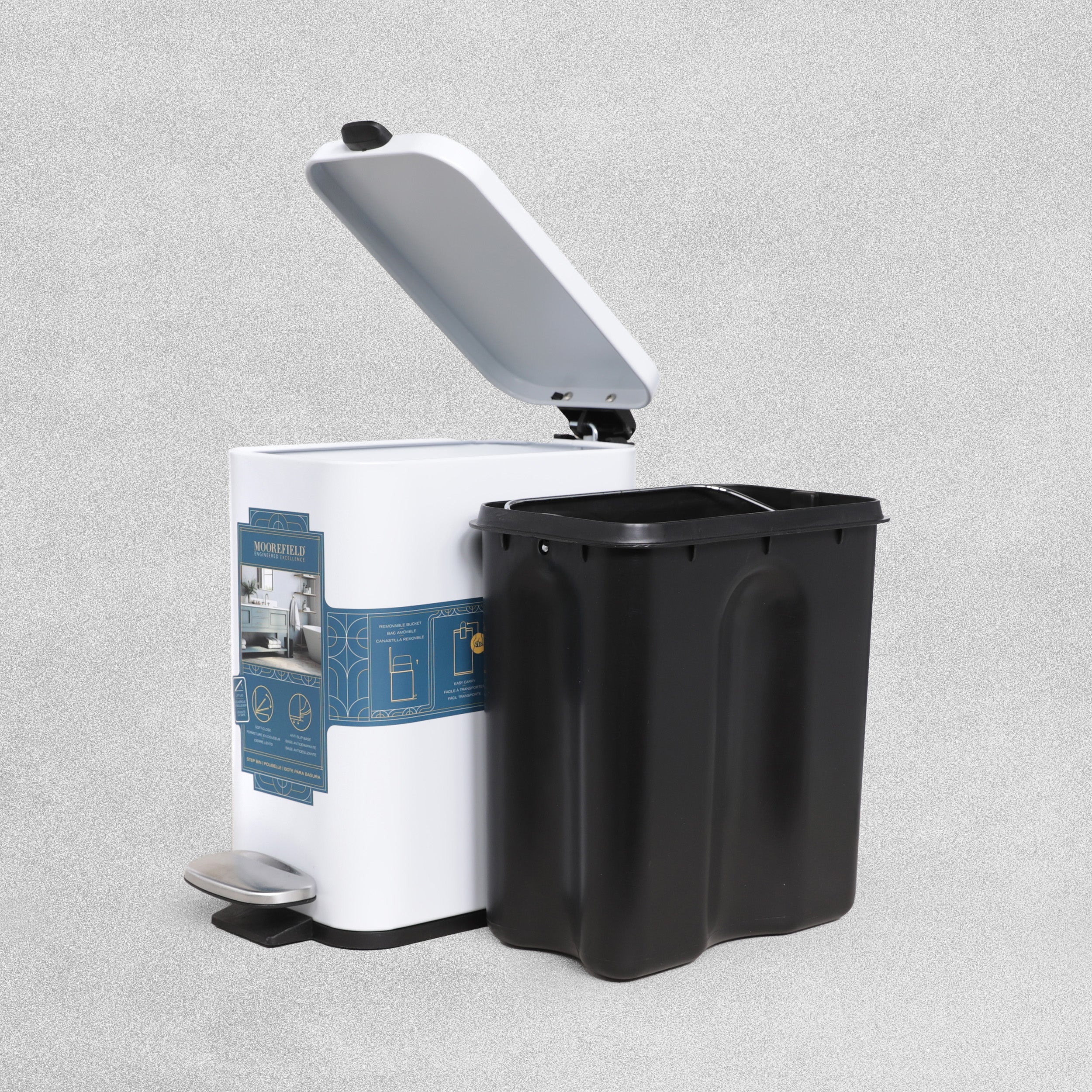 MooreField Soft Close Step Bin - rectangle