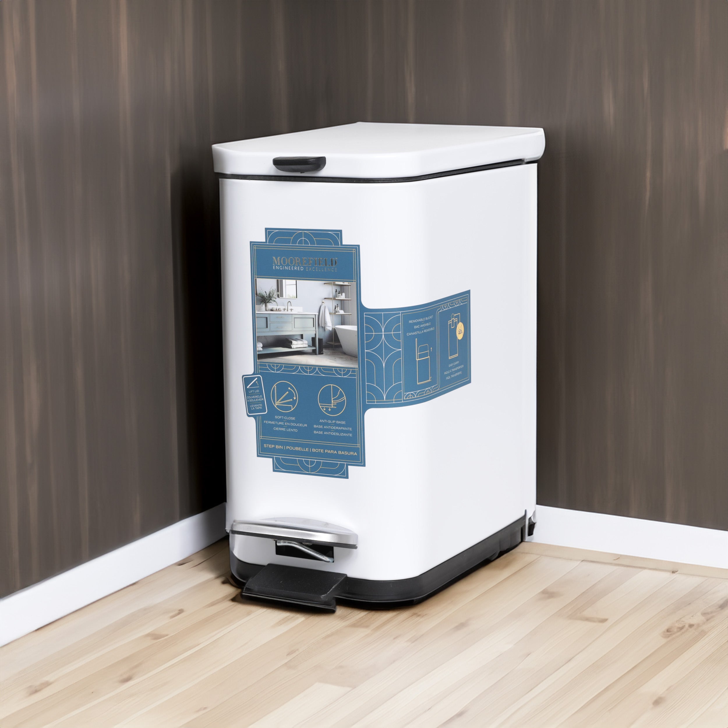 MooreField Soft Close Step Bin - rectangle