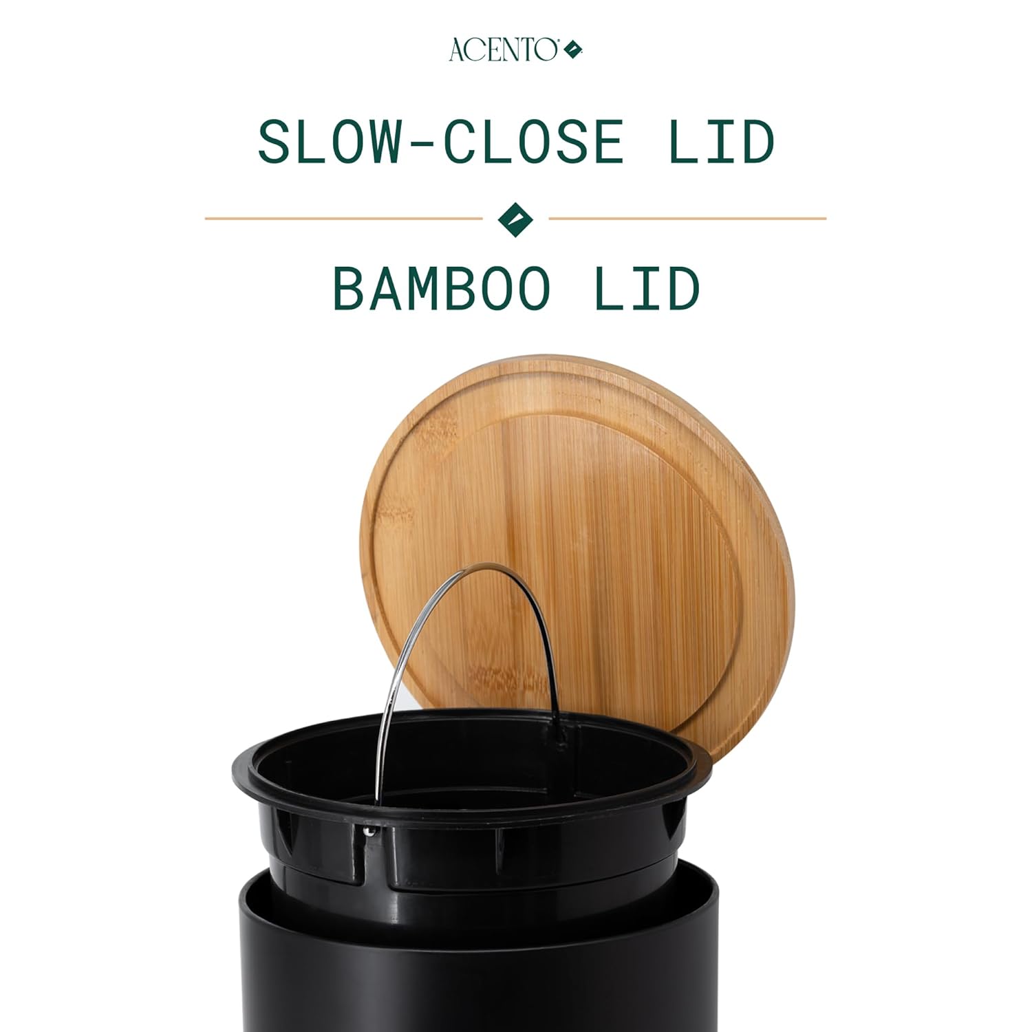 MooreField Soft Close Step Bin - round with wooden top