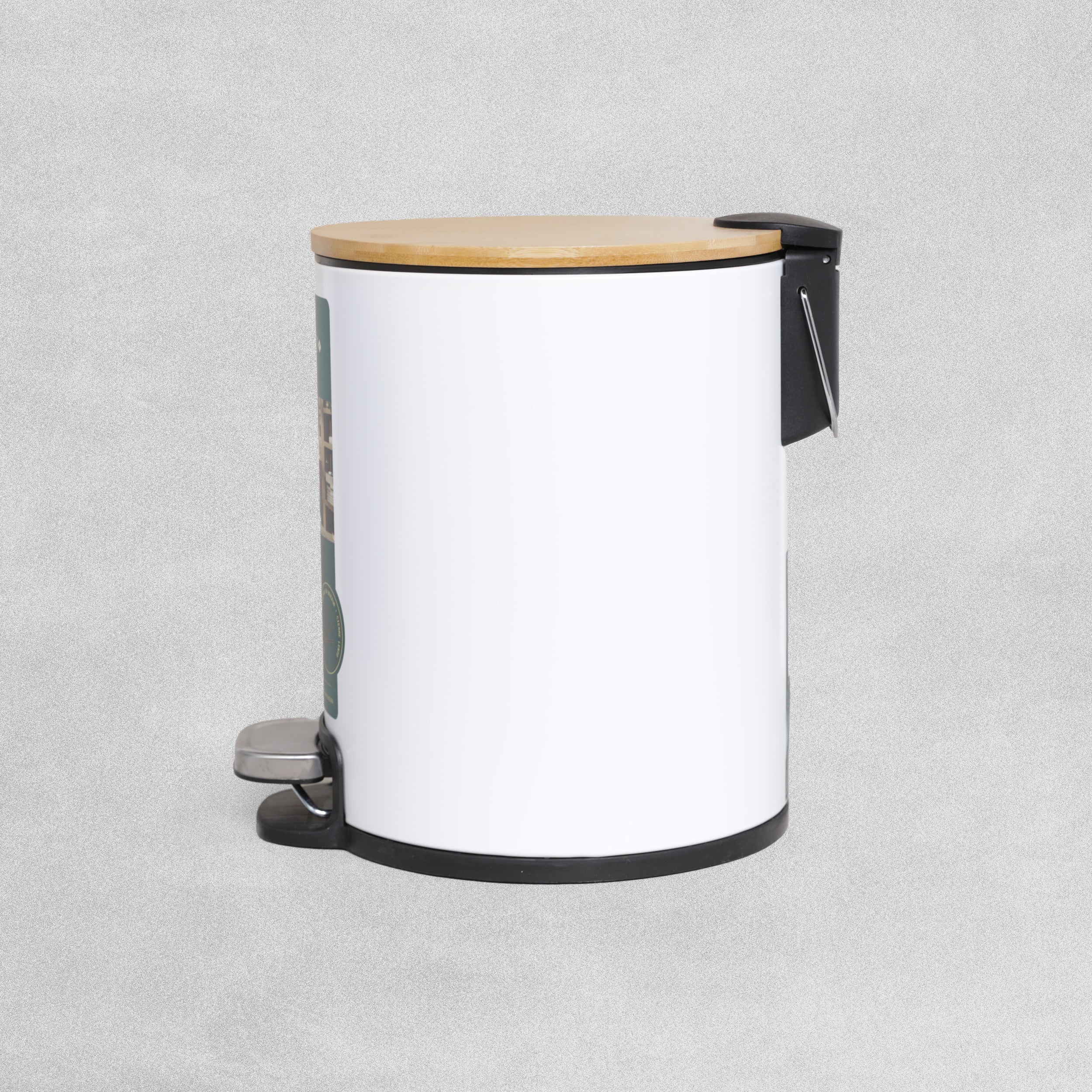 MooreField Soft Close Step Bin - round with wooden top