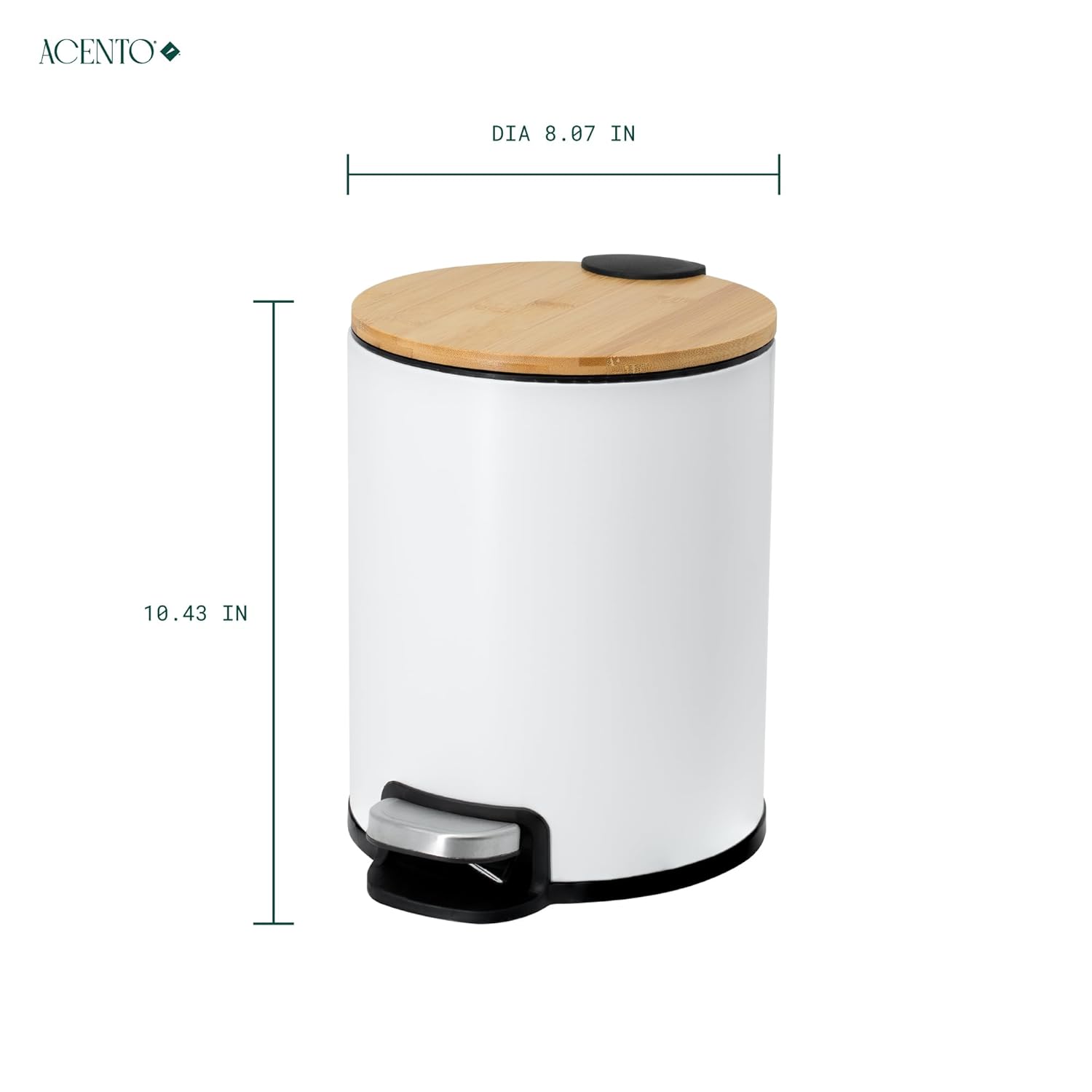 MooreField Soft Close Step Bin - round with wooden top