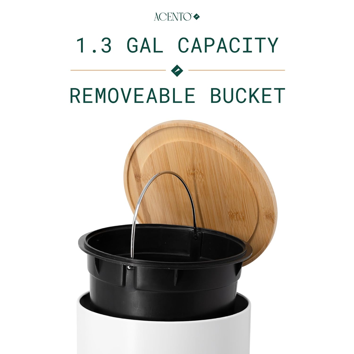 MooreField Soft Close Step Bin - round with wooden top