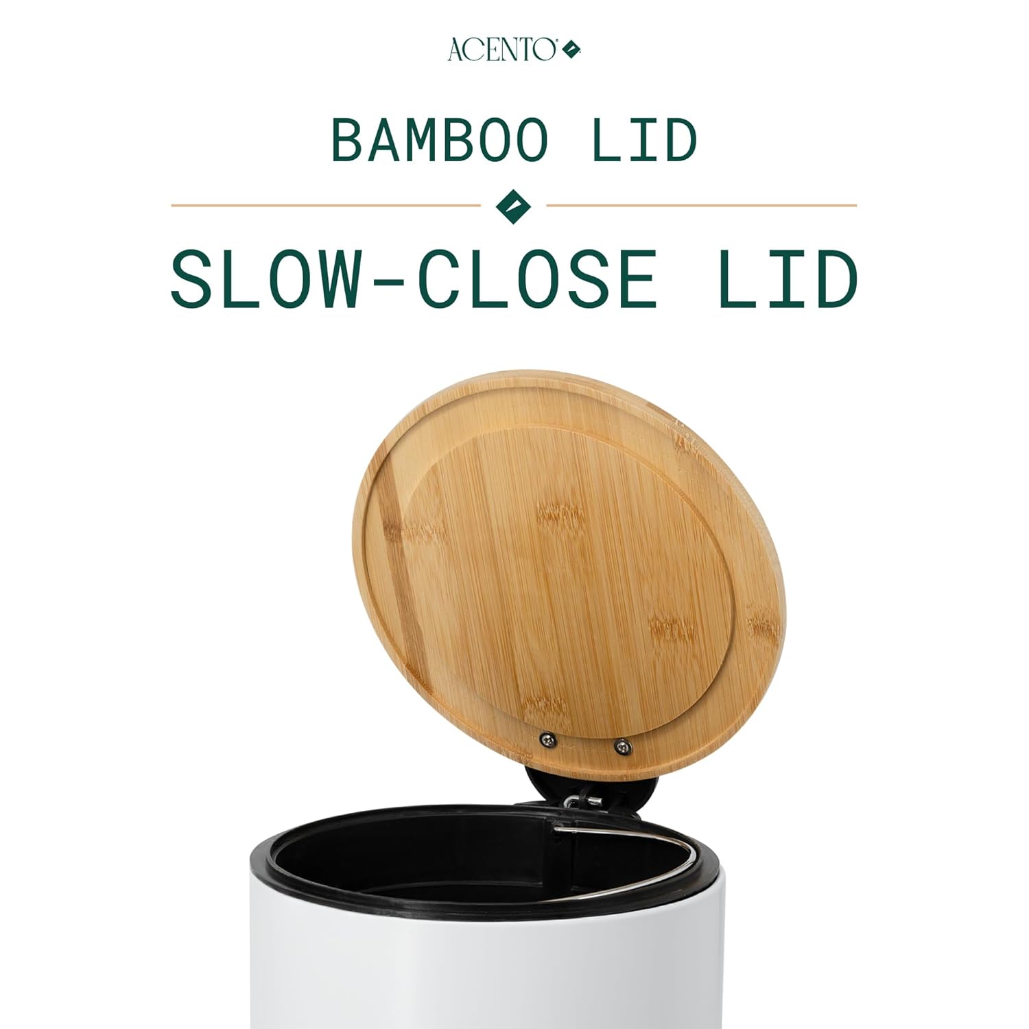 MooreField Soft Close Step Bin - round with wooden top