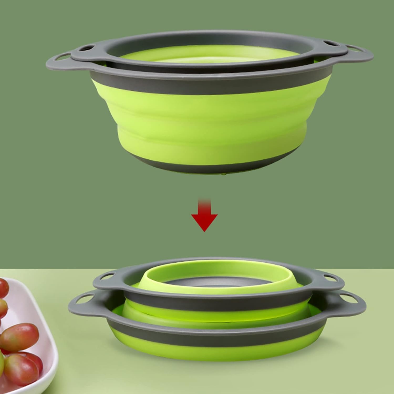 Collapsible Colanders Pair - Various Colours Available