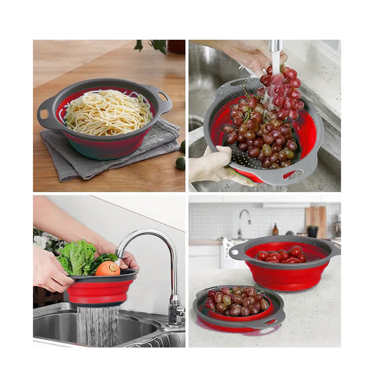 Collapsible Colanders Pair - Various Colours Available