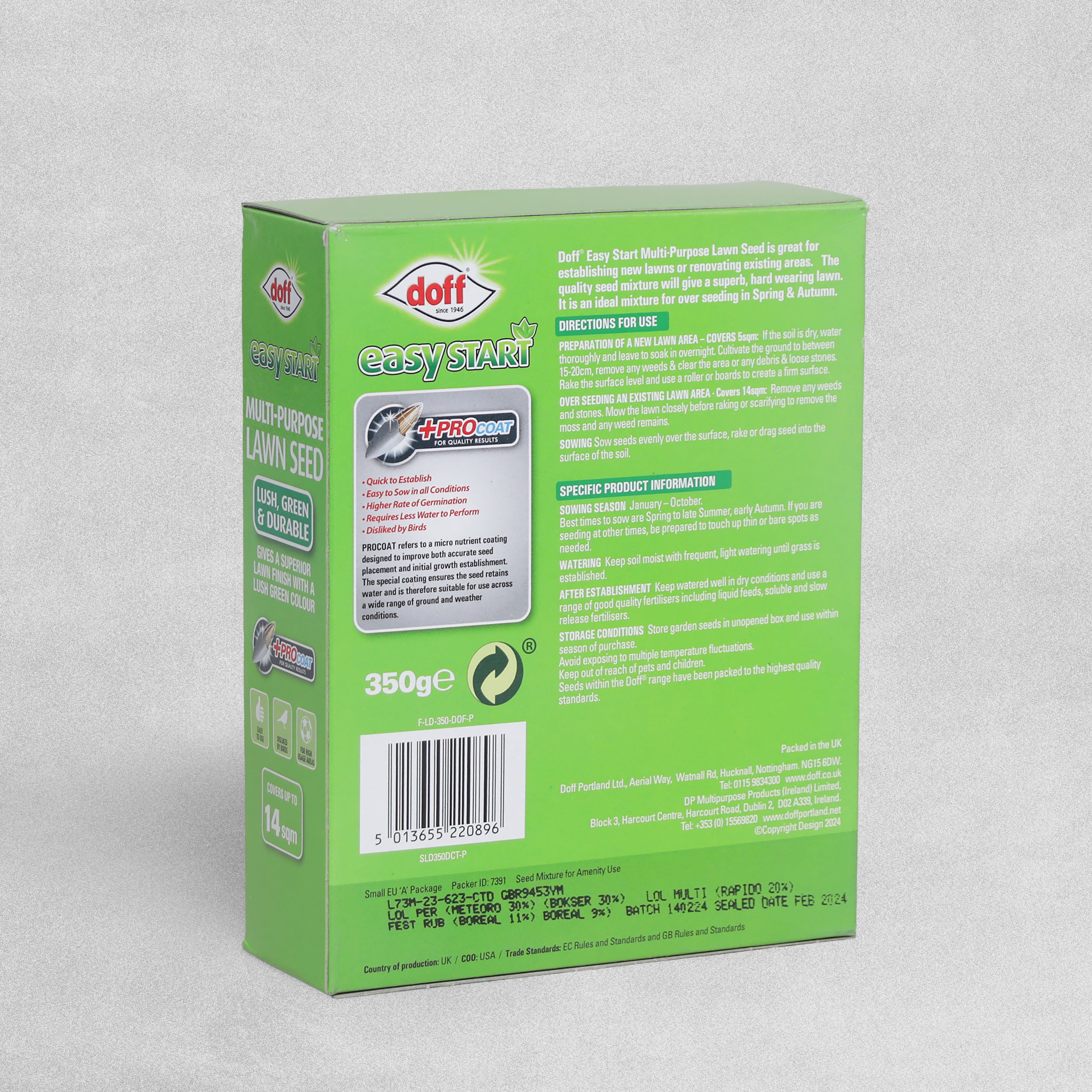 Doff Easy Start Multi-Purpose Lawn Seed 14sqm 350G