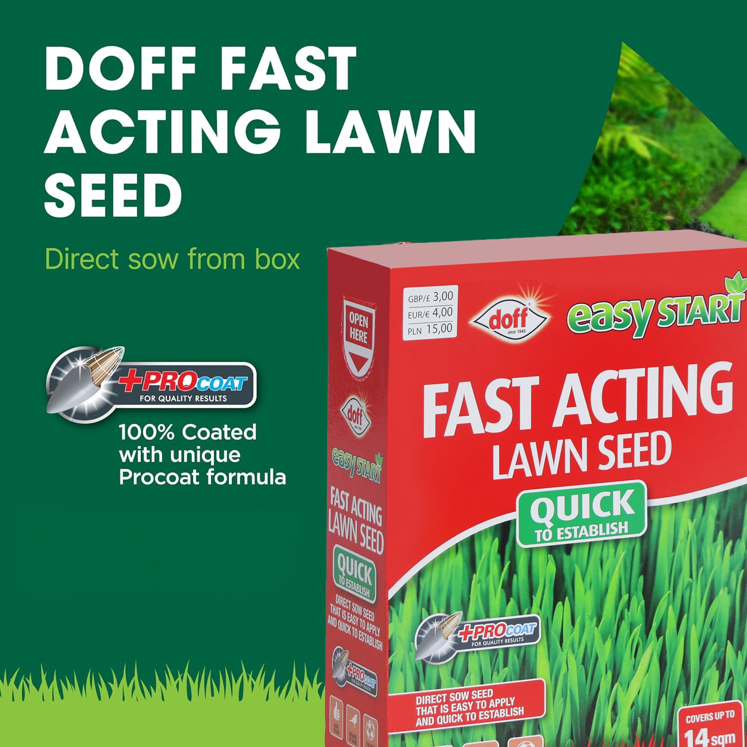 Doff Easy Start Fast Acting Lawn Seed 14sqm 350G