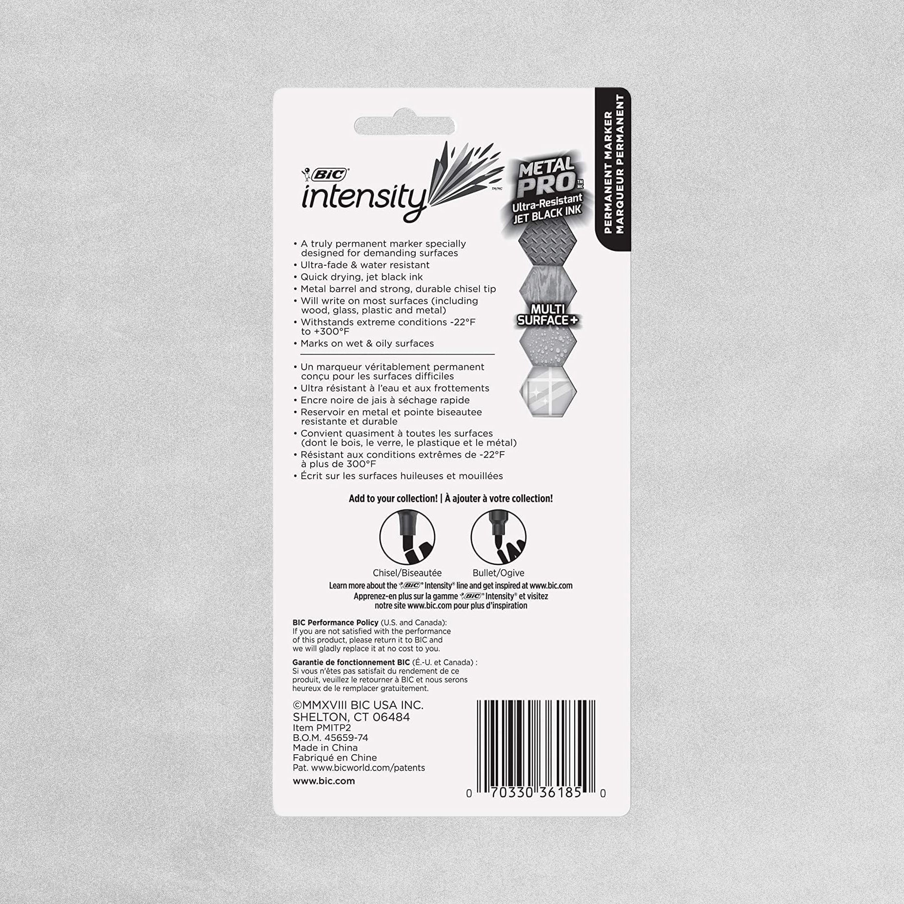 Bic Intensity Metal Pro Black Permanent Marker Pens 2pk