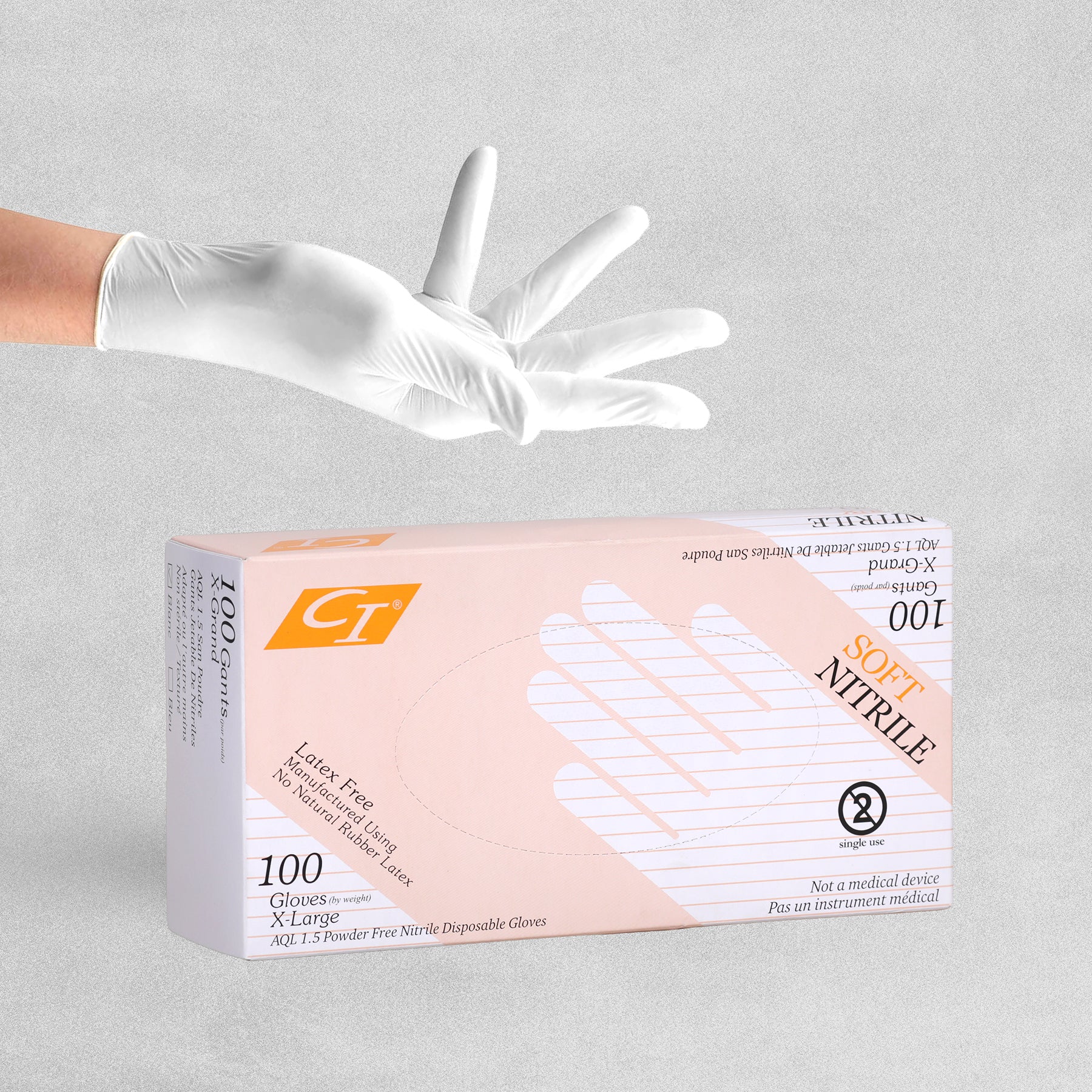 CI Soft Nitrile Latex Free Gloves 100pcs - X-Large