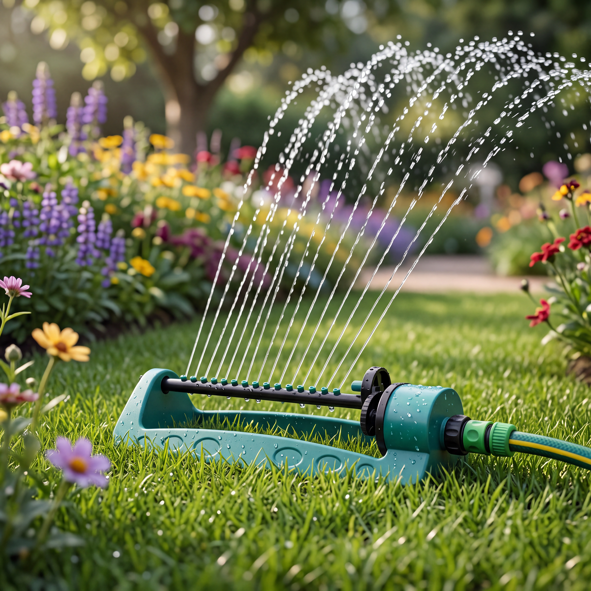 Green Jem Garden Oscillating Lawn Sprinkler with Adjustable Water Sprayer