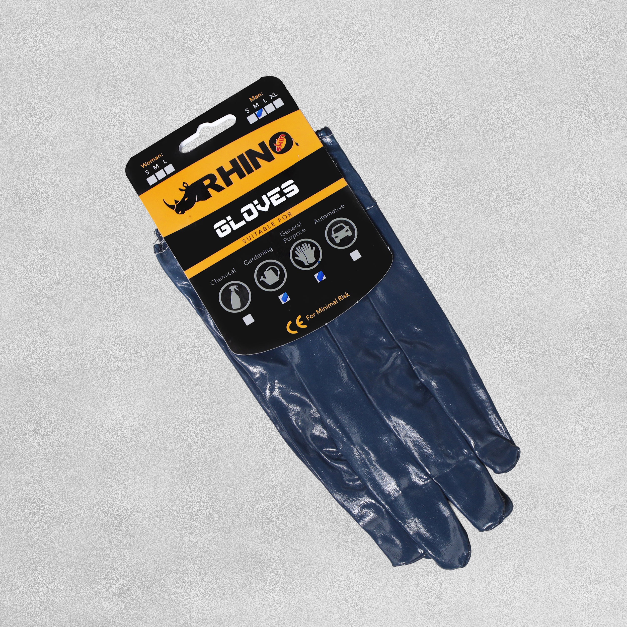 RHINO Blue Vinyl Rubber Gloves - Medium