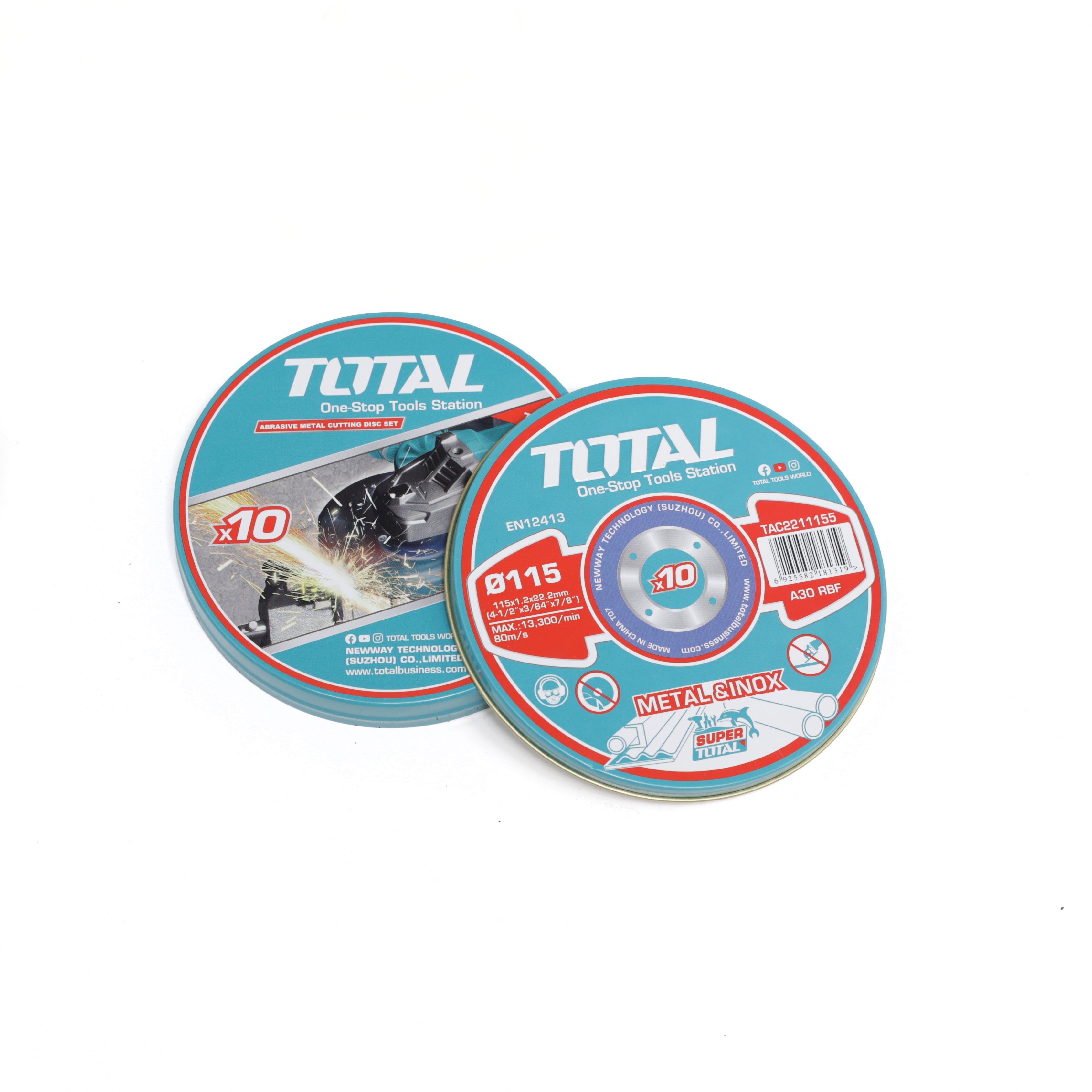 Total Abrasive Metal Cutting Disc Set - 10pcs - TAC2211155