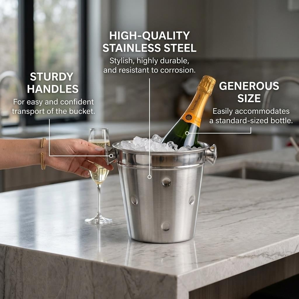 Apollo Stainless Steel 21cm Champagne Bucket Silver